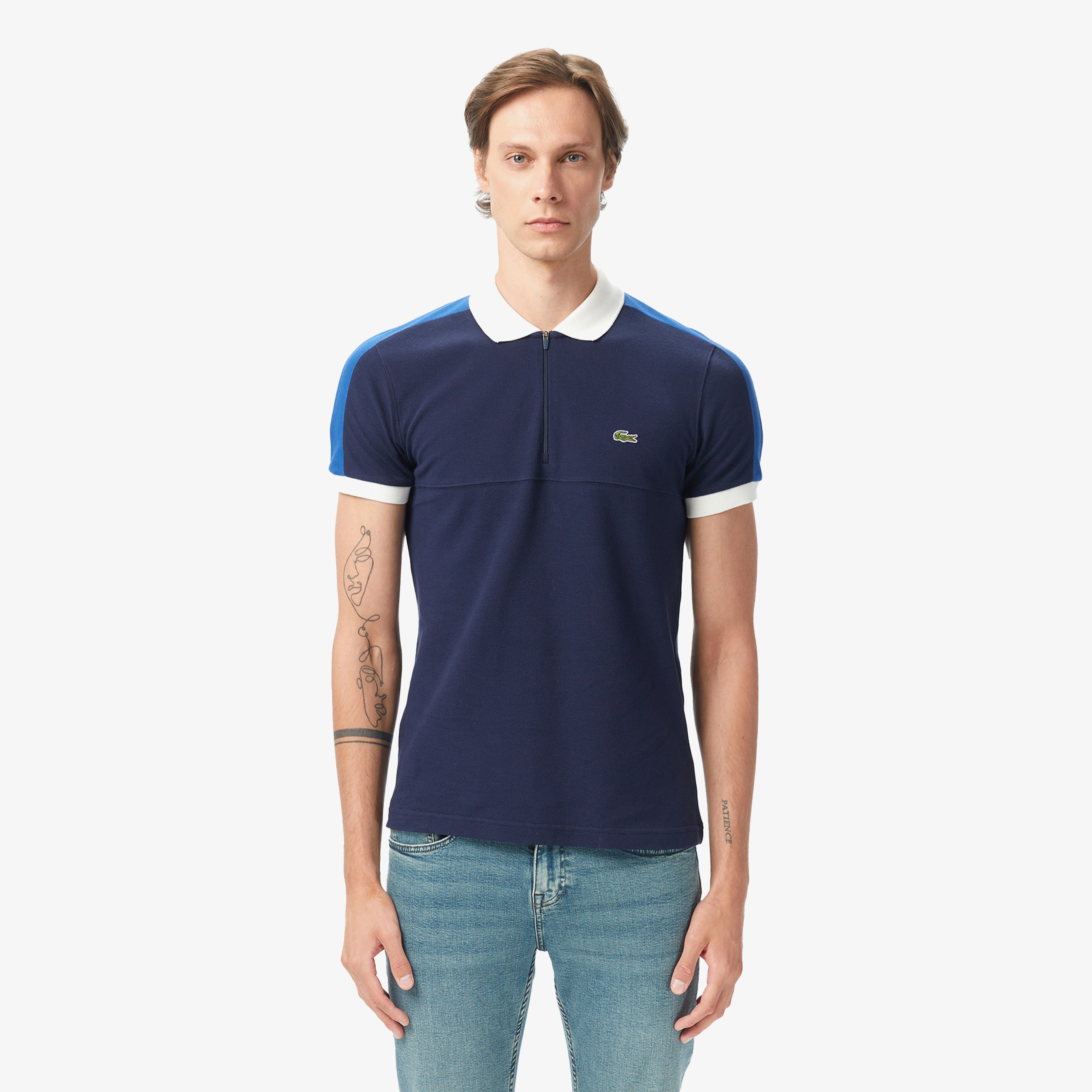 Erkek Regular Fit  Renk Bloklu Lacivert Polo