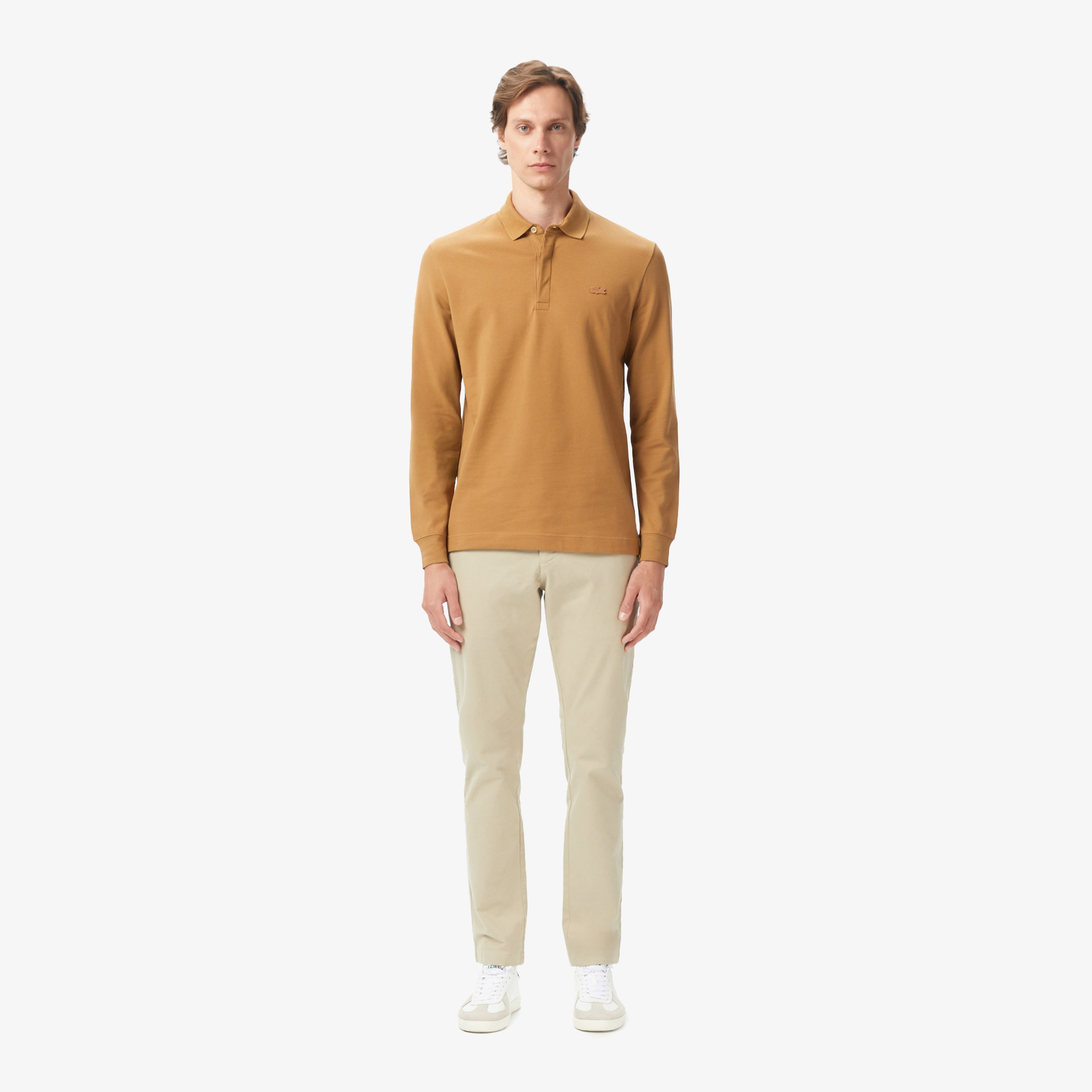 Erkek Regular Fit Uzun Kollu Açık Kahverengi Paris Polo