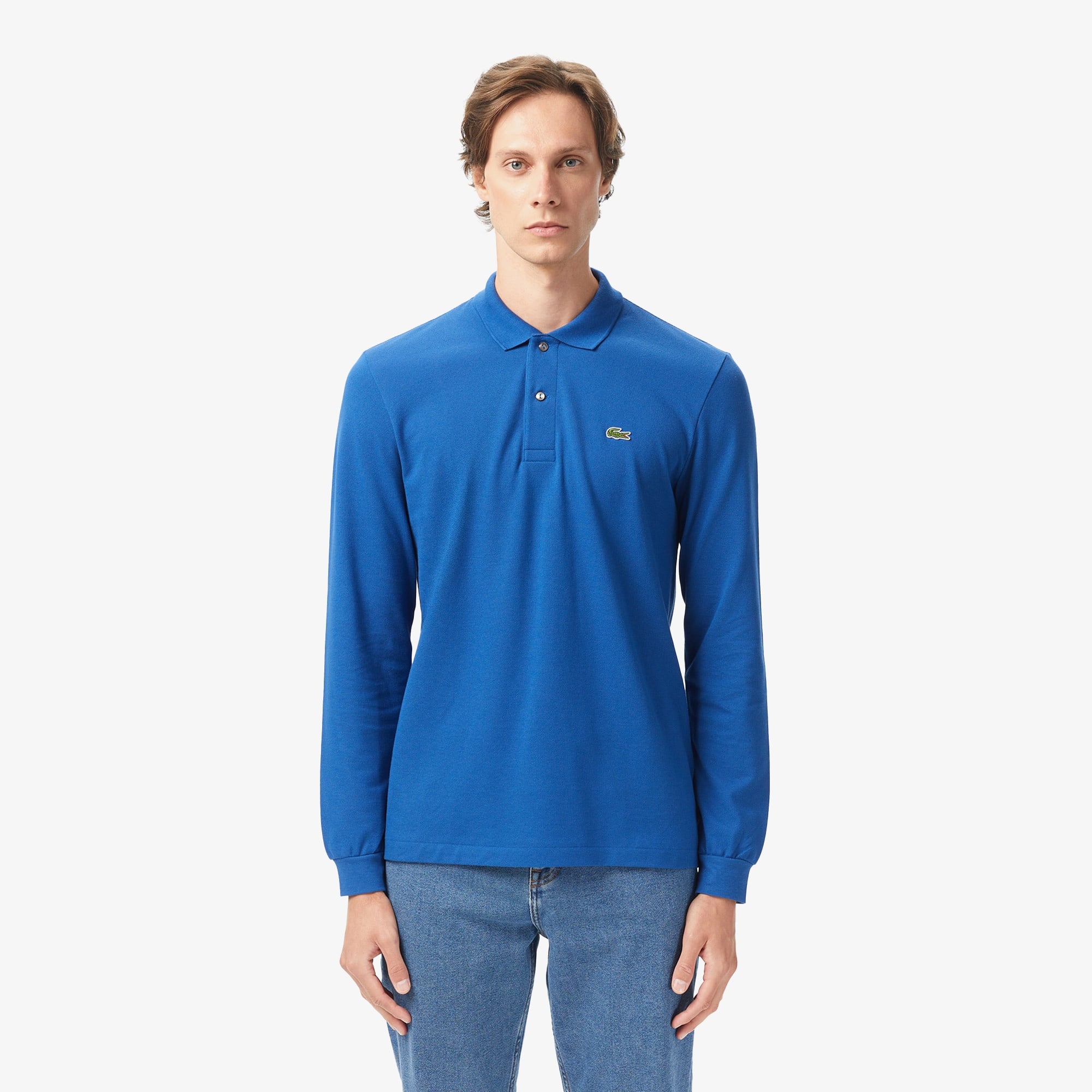 L.12.12 Erkek Classic Fit Uzun Kollu Koyu Mavi Polo