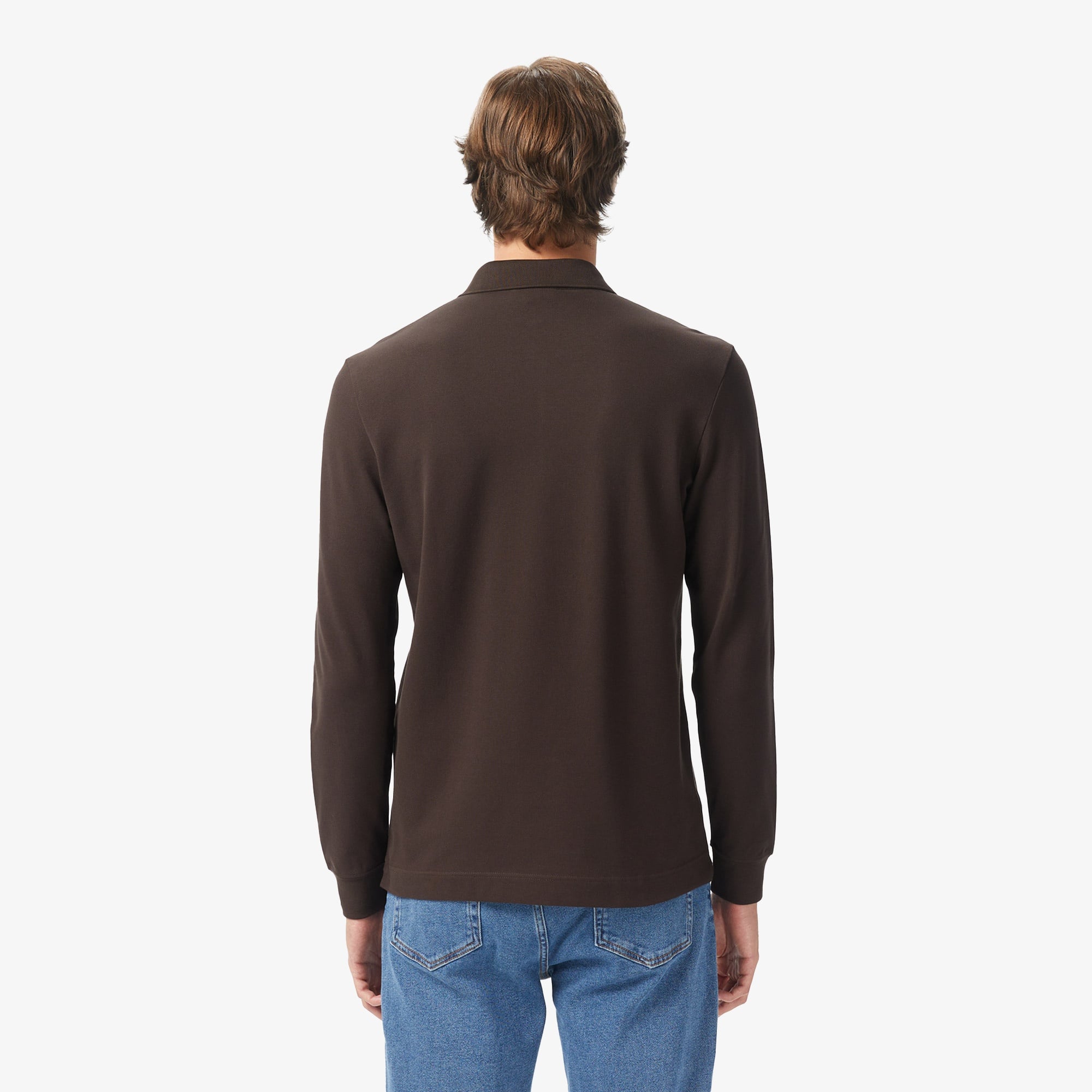 Erkek Regular Fit Uzun Kollu Kahverengi Paris Polo