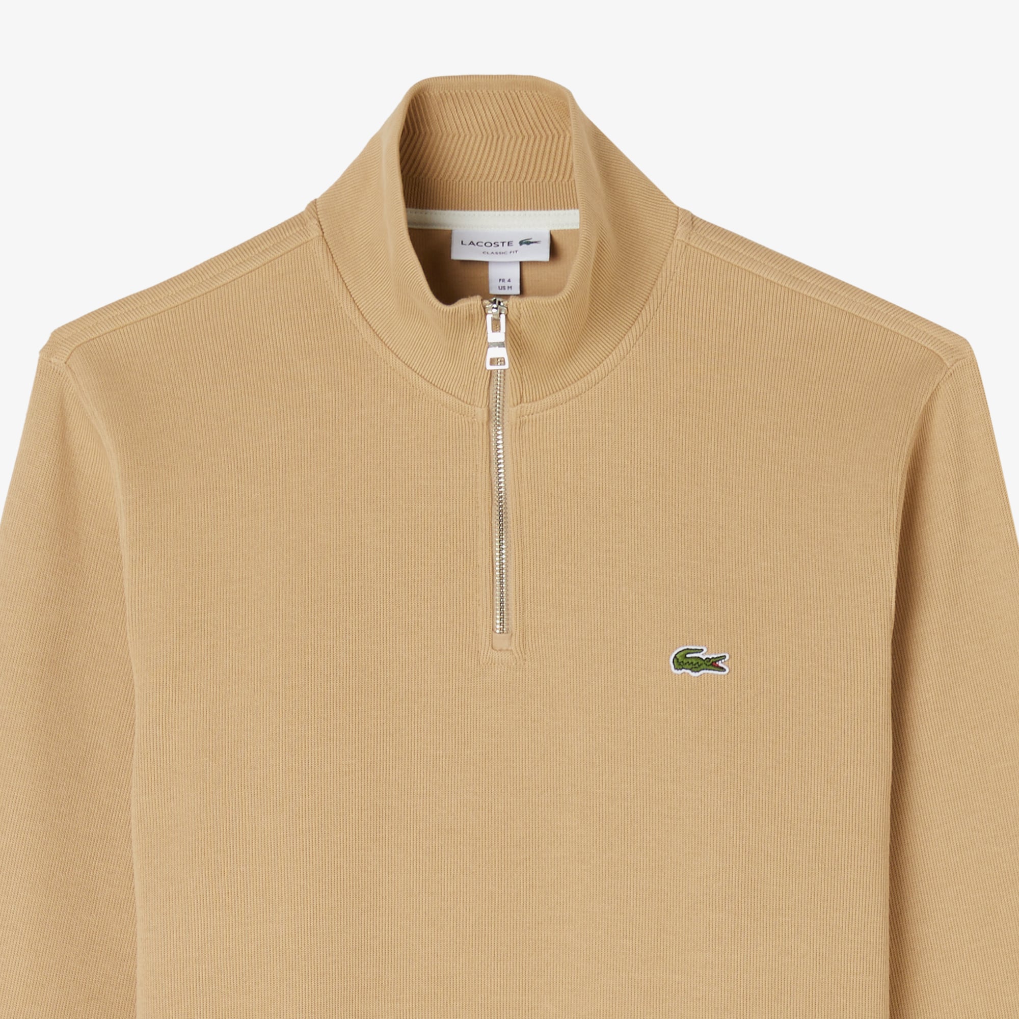 Lacoste Erkek Classic Fit Yarım Fermuarlı Bej Sweatshirt görsel 6