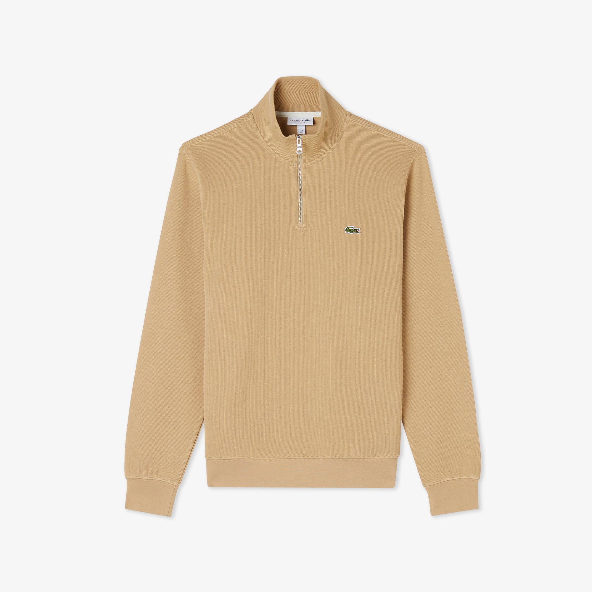 Lacoste Erkek Classic Fit Yarım Fermuarlı Bej Sweatshirt görsel 5