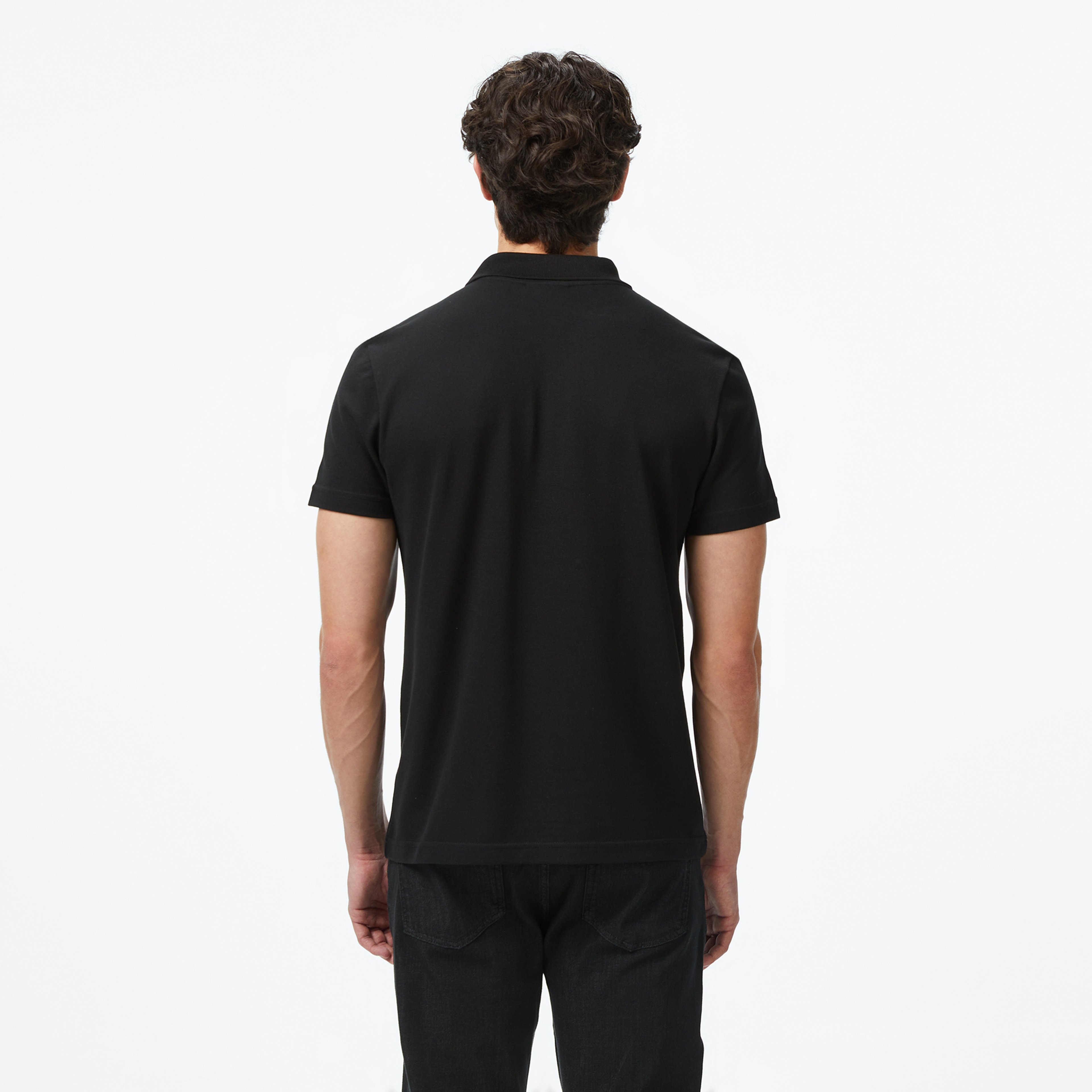 Erkek Regular Fit Renk Bloklu Siyah Polo