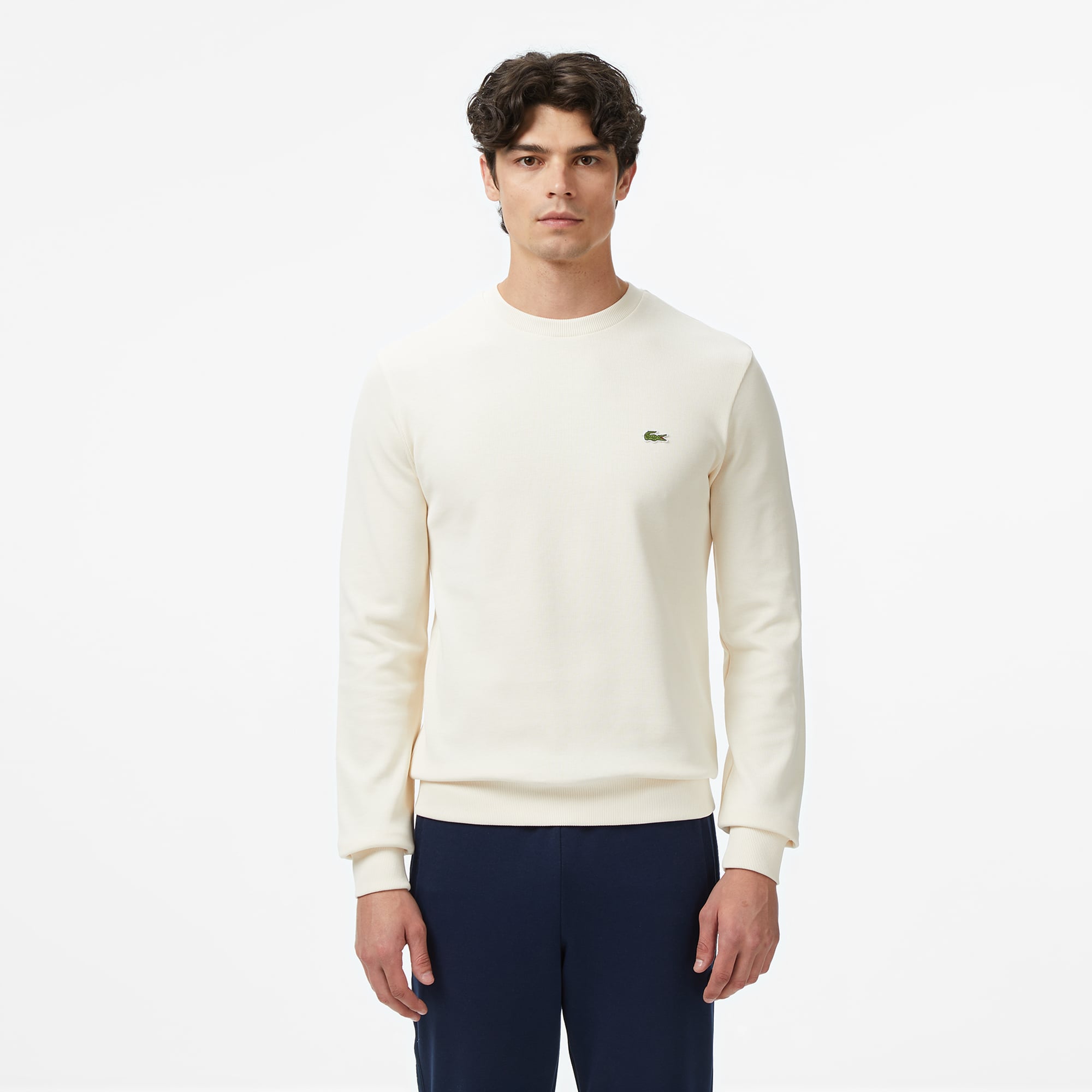 Erkek Classic Fit Uzun Kollu Bisiklet Yaka Krem T-Shirt TH2634.XFJ