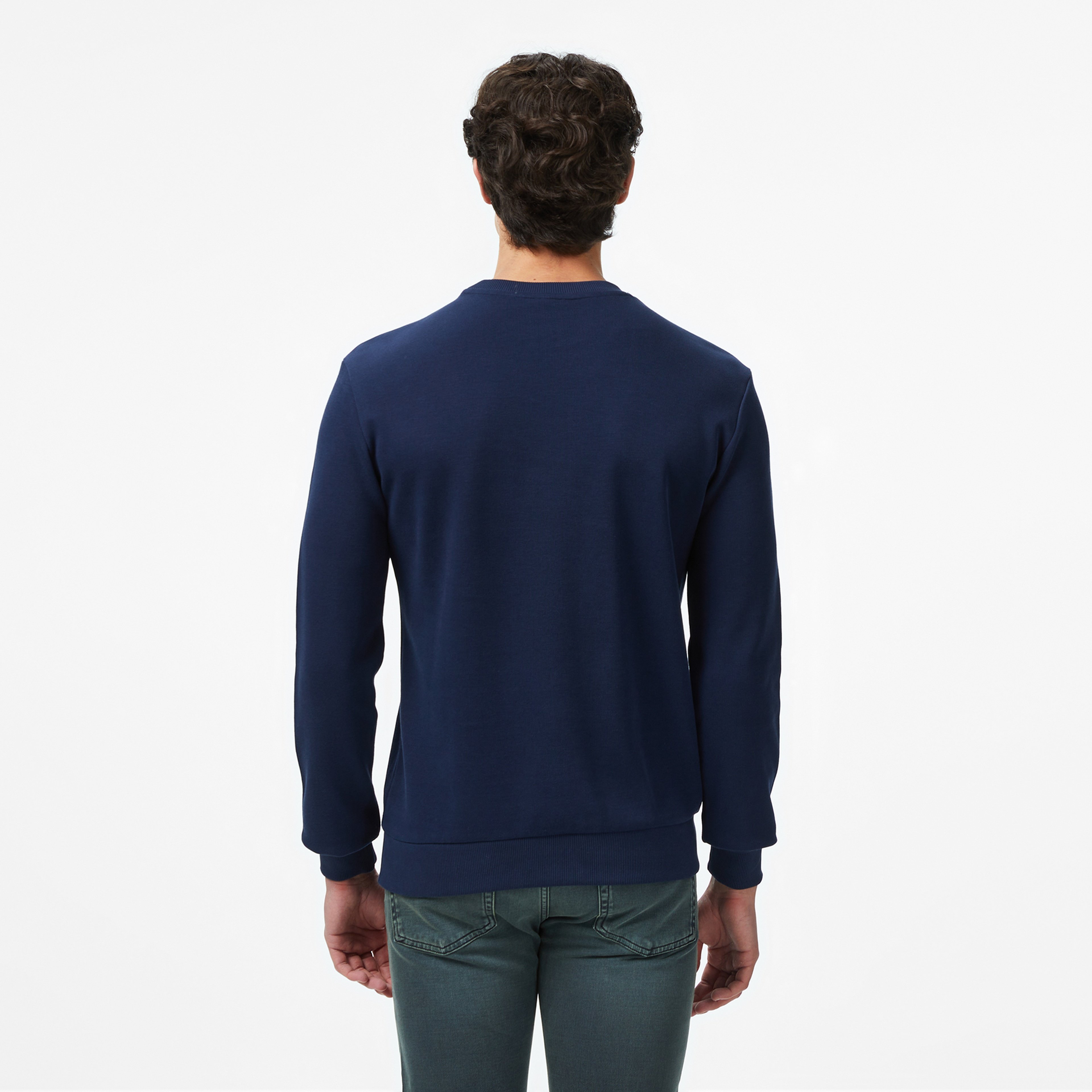 Erkek Regular Fit Uzun Kollu Bisiklet Yaka Lacivert T-Shirt Erkek Regular Fit Uzun Kollu Bisiklet Yaka Lacivert T-Shirt