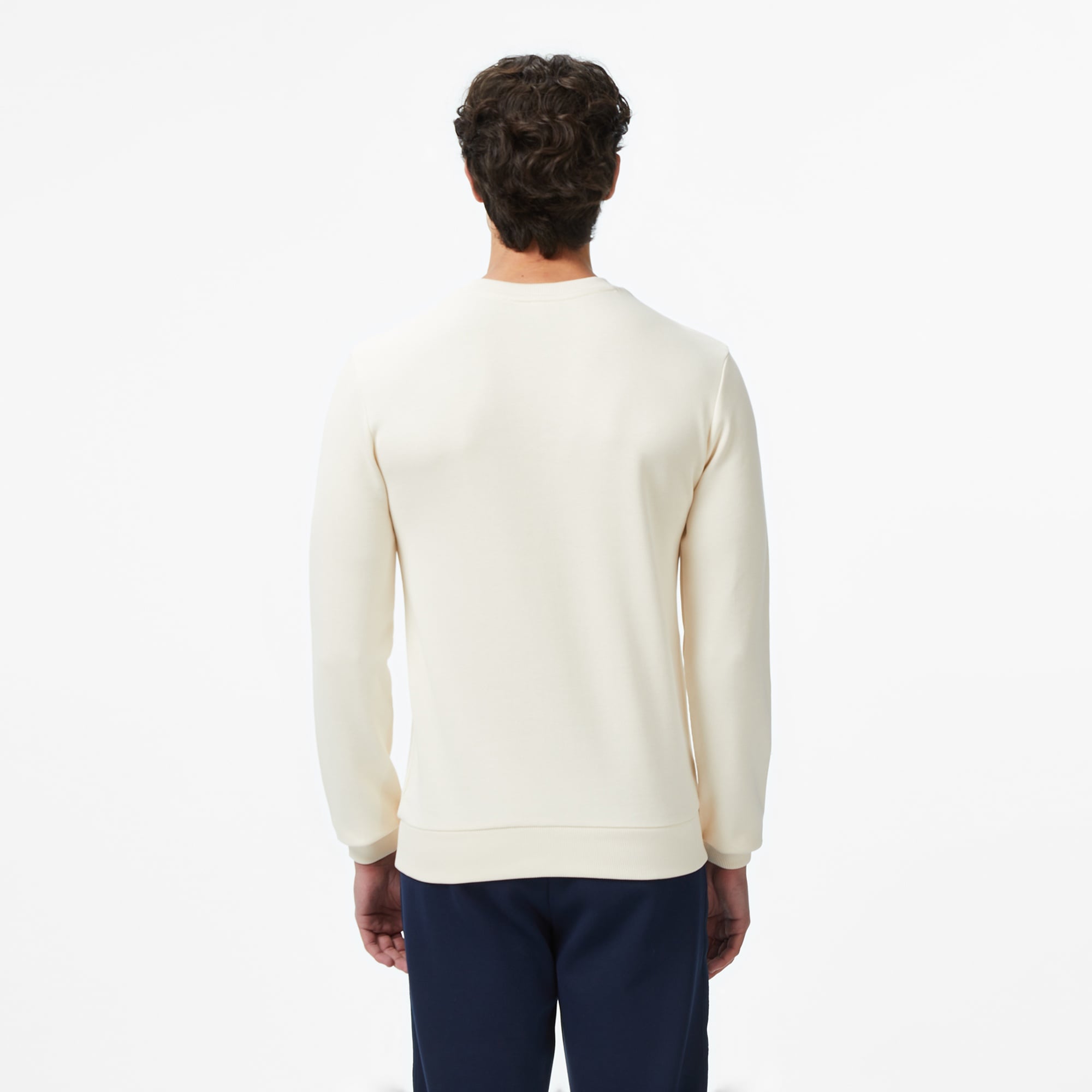 Erkek Classic Fit Uzun Kollu Bisiklet Yaka Krem T-Shirt