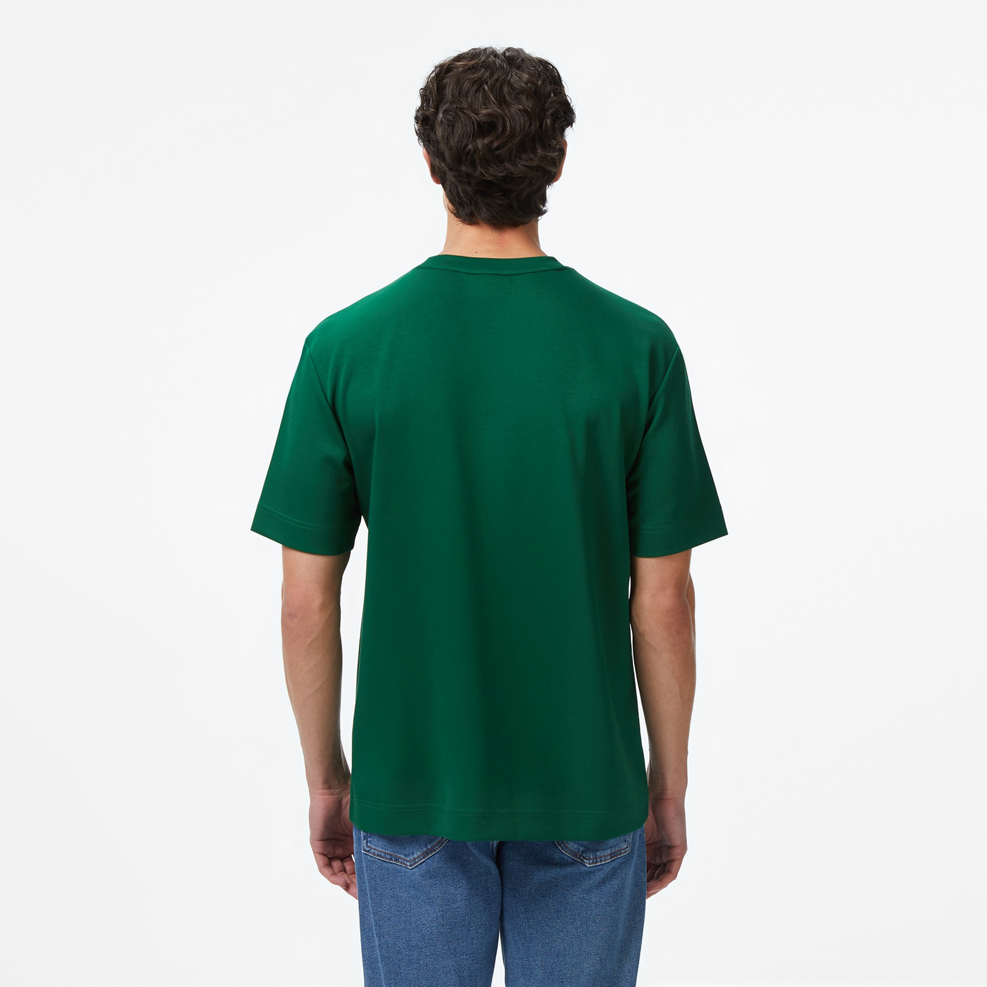 Erkek Oversize Fit Bisiklet Yaka Yeşil T-Shirt