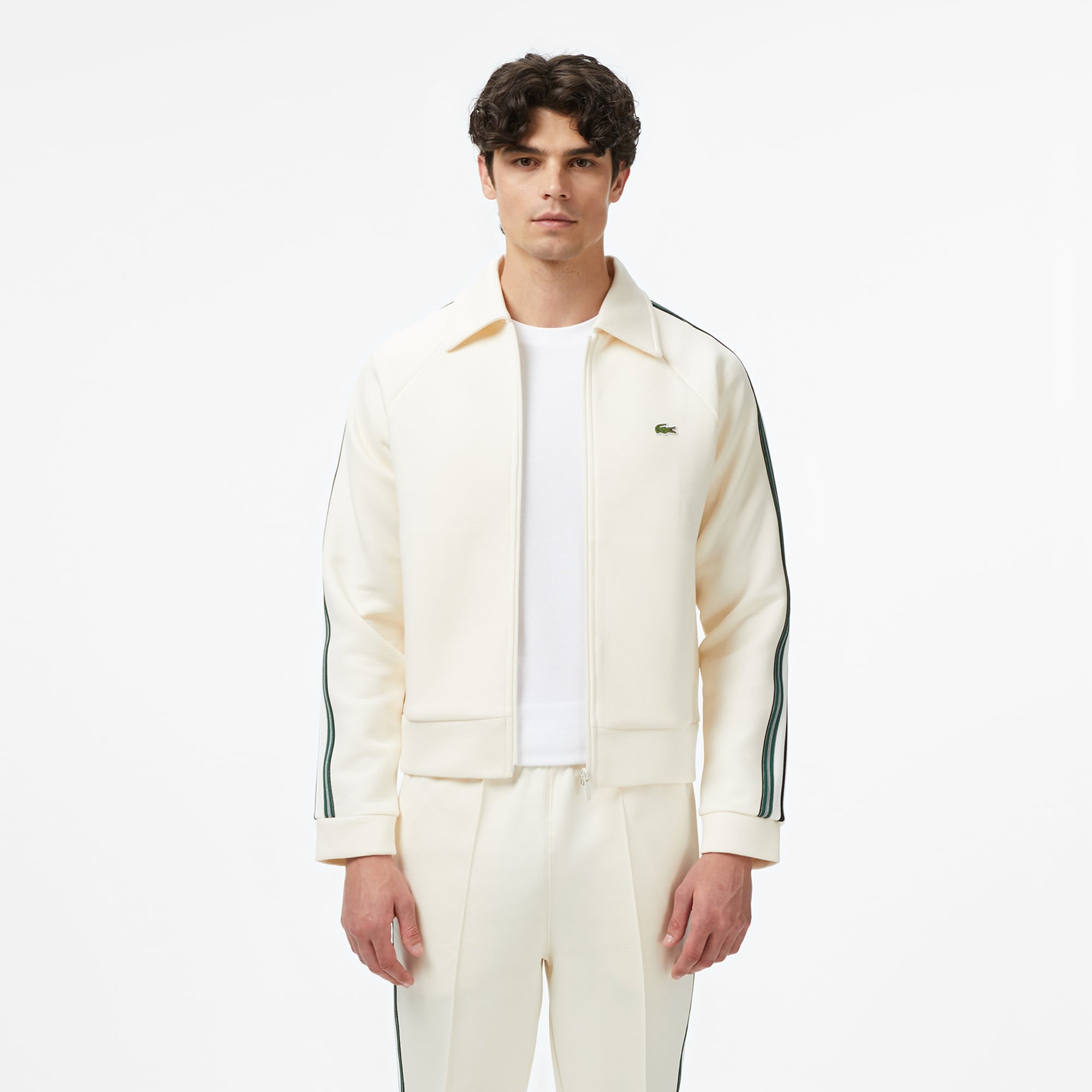 Erkek Regular Fit Fermuarlı Krem Sweatshirt