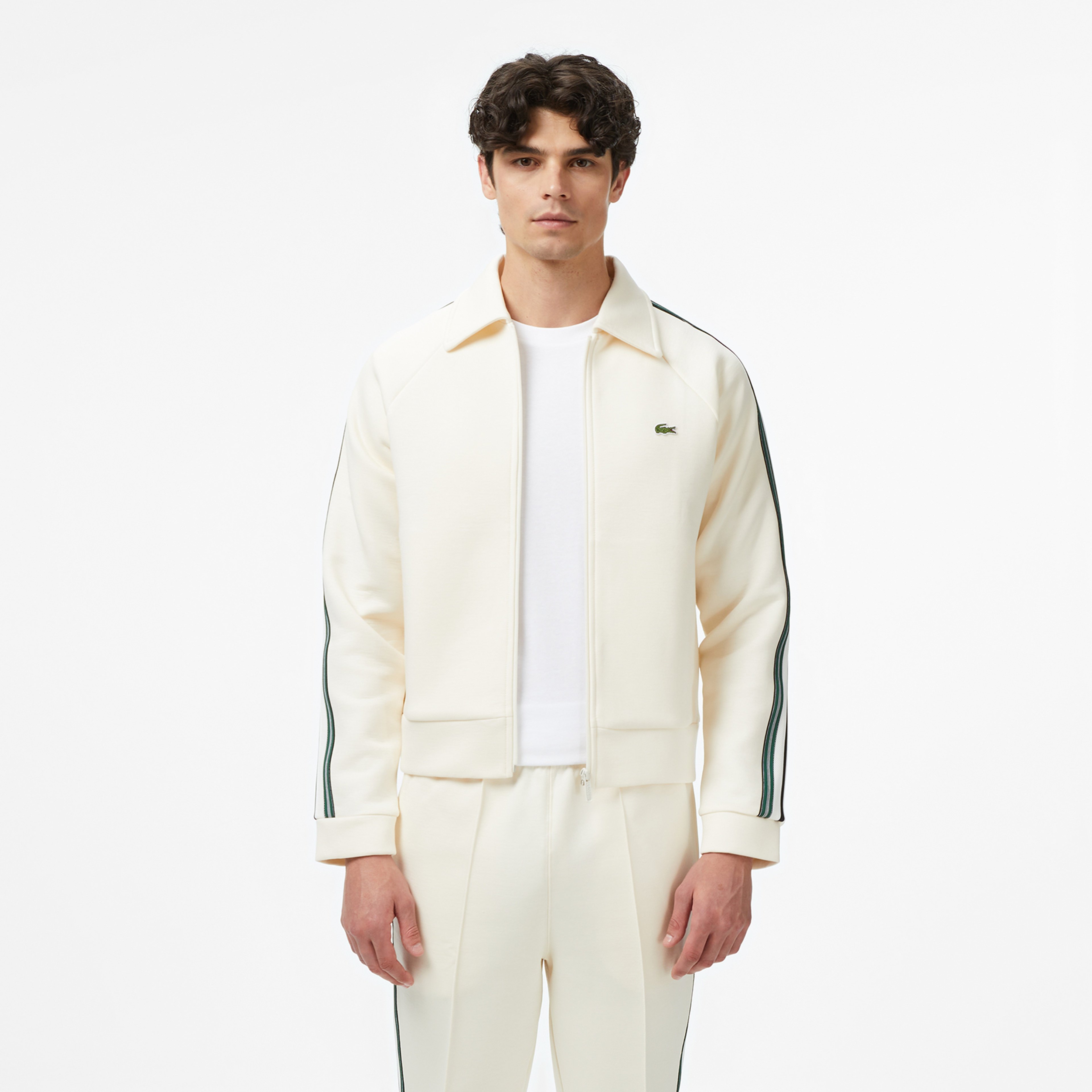 Erkek Regular Fit Fermuarlı Krem Sweatshirt