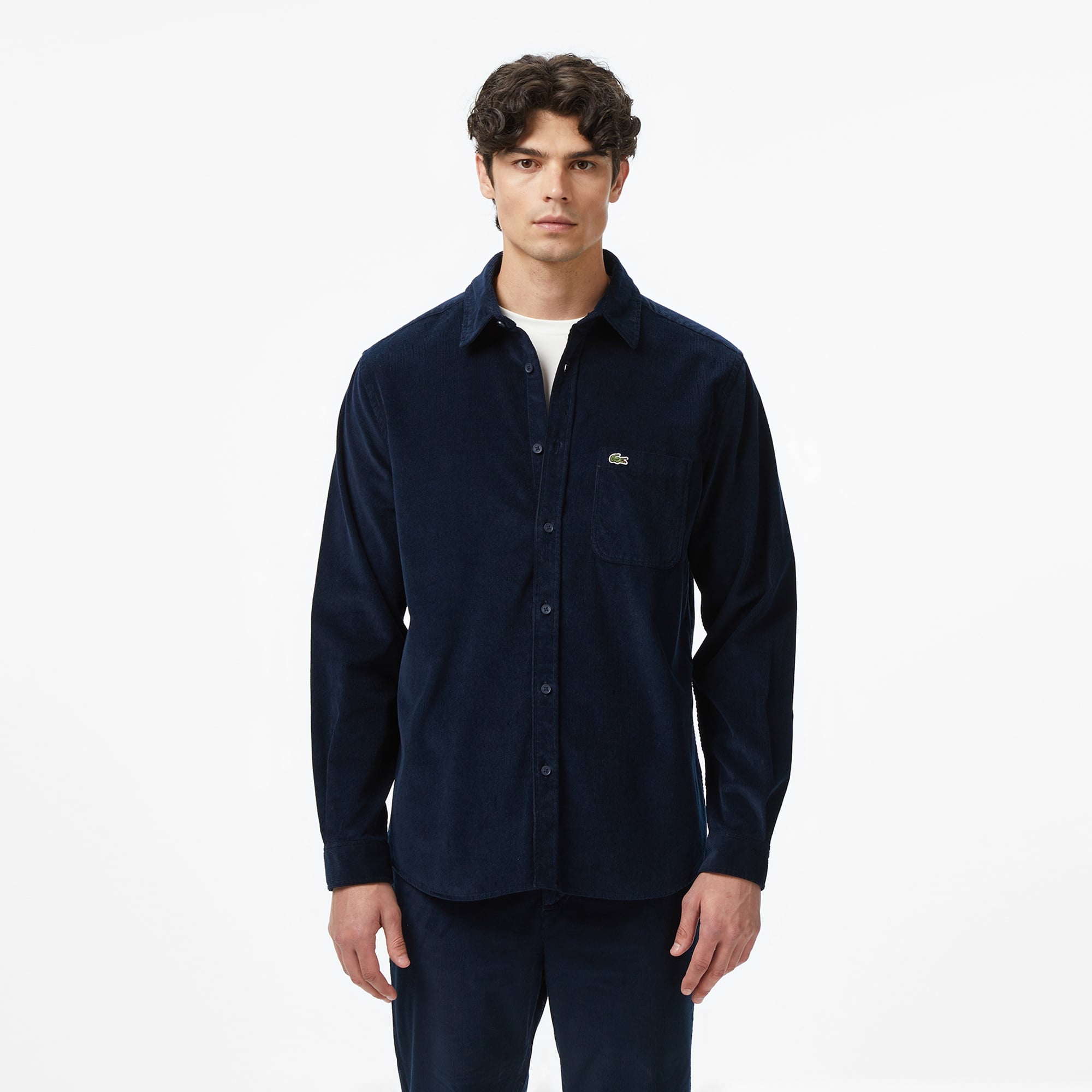 Erkek Regular Fit Kadife Lacivert Gömlek