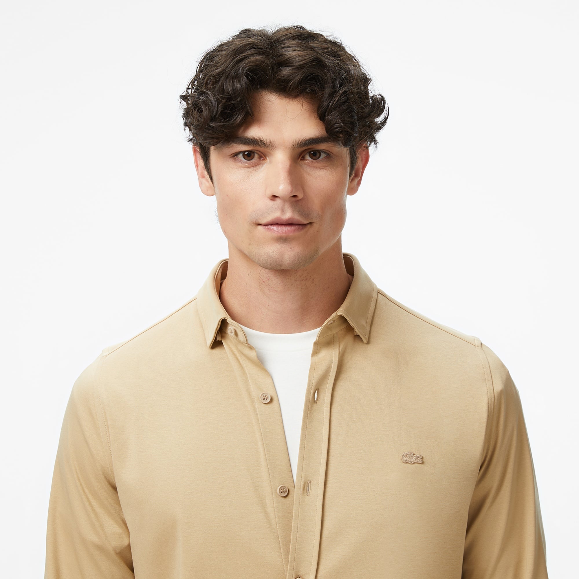 Erkek Slim Fit Bej Gömlek