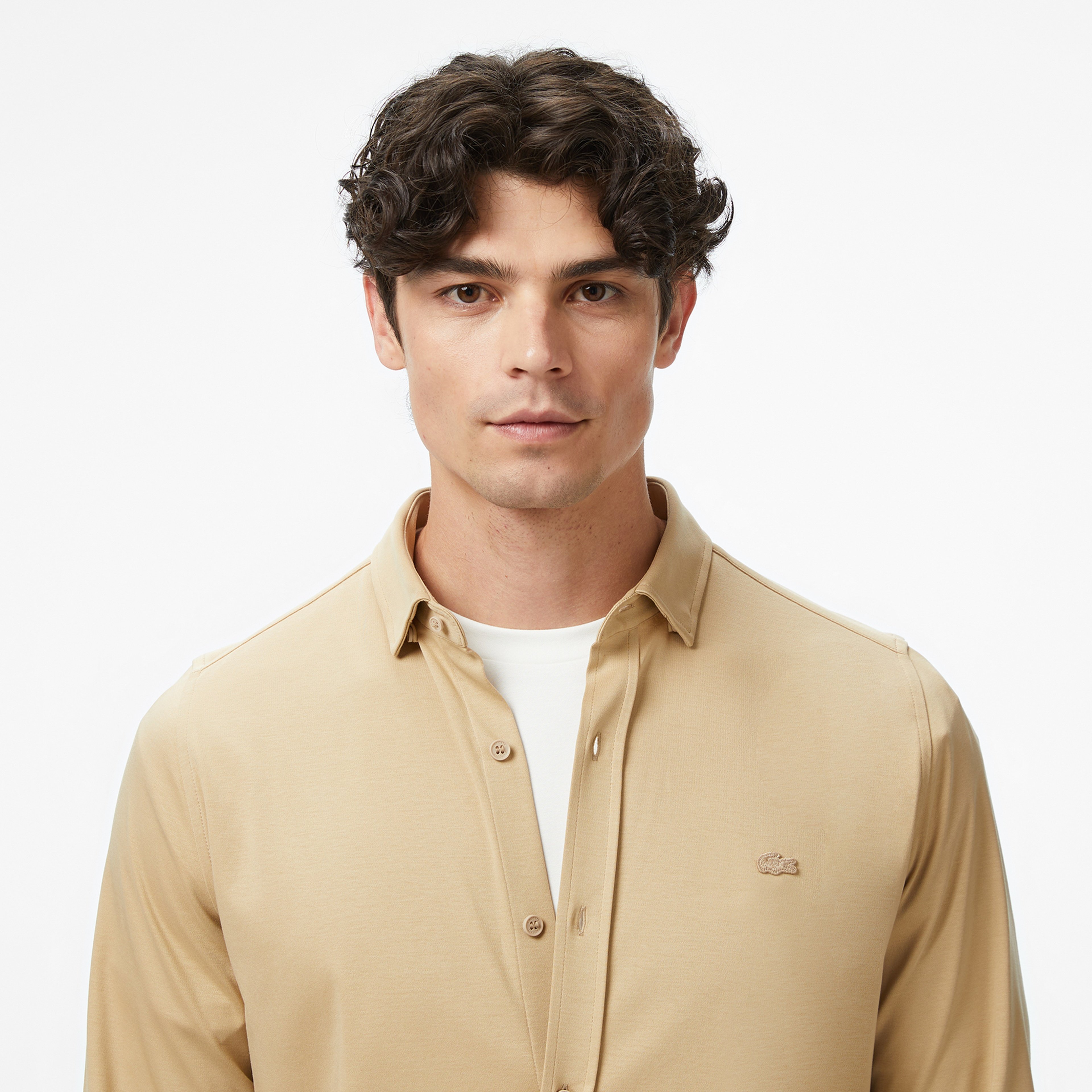 Erkek Slim Fit Bej Gömlek