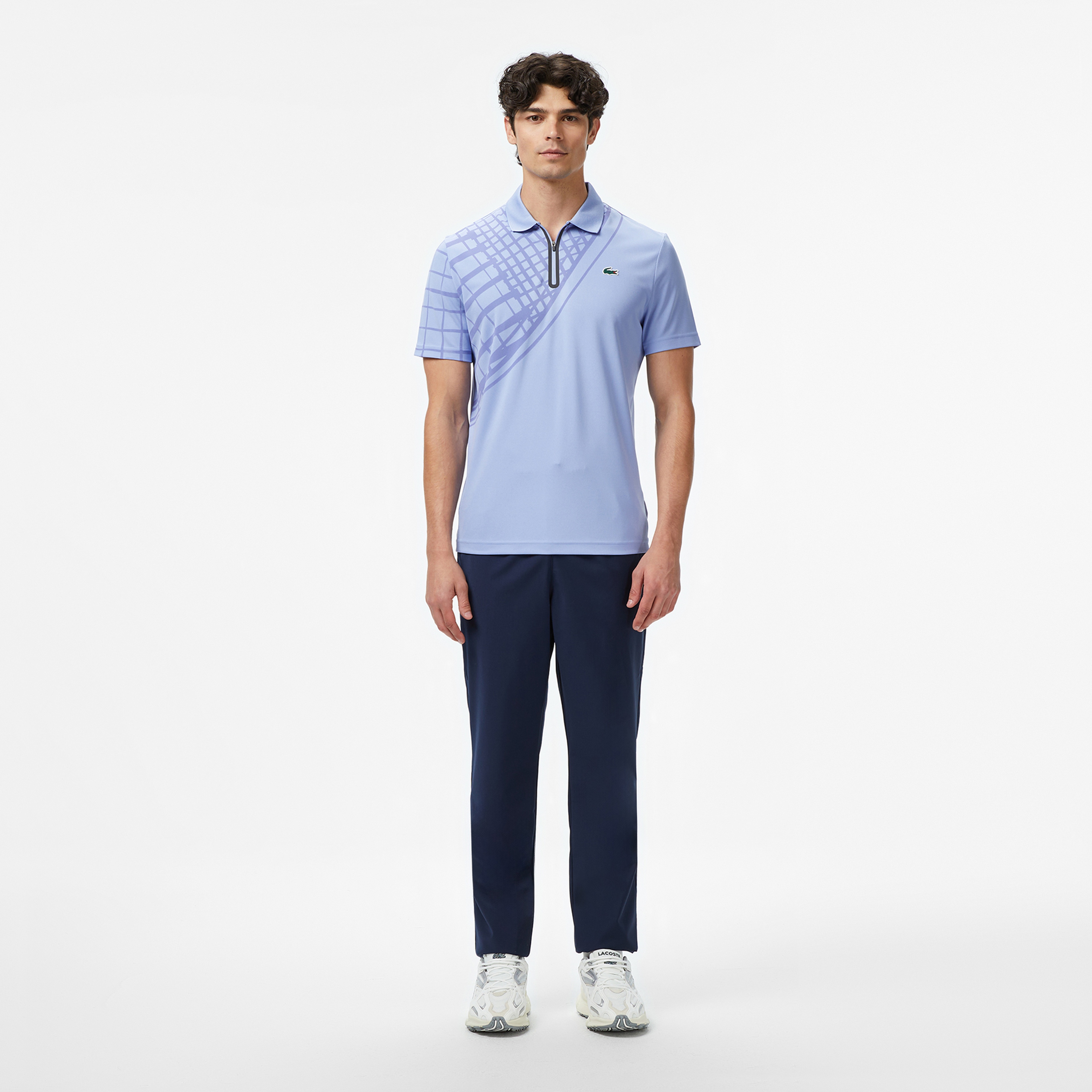 Erkek Slim Fit Baskılı Mavi Polo