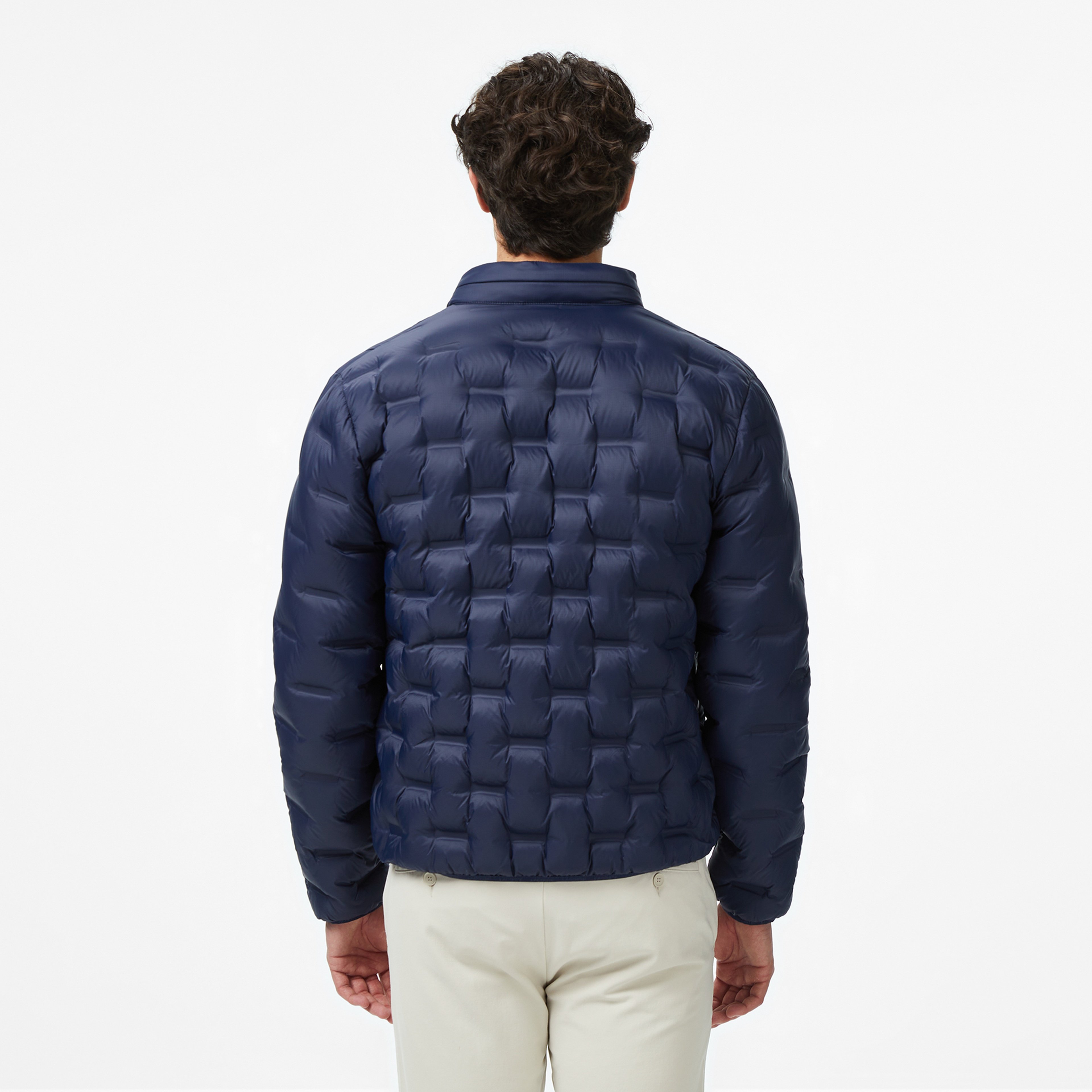 Erkek Dik Yaka Kapitone Lacivert Mont