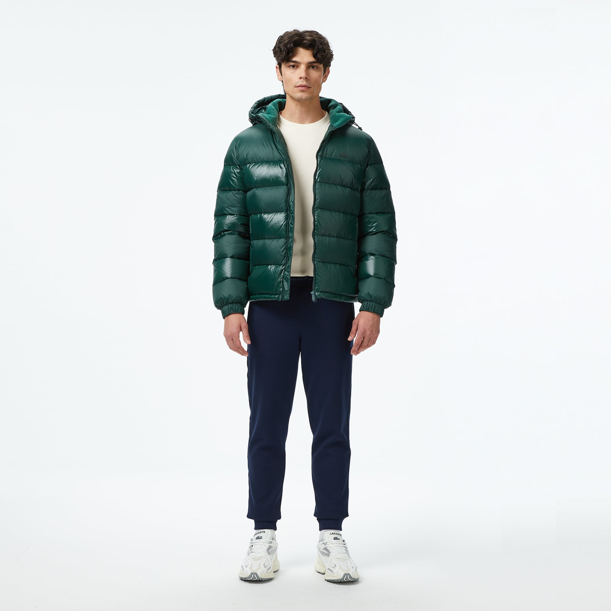 Erkek Relaxed Fit Kapüşonlu Koyu Yeşil Mont