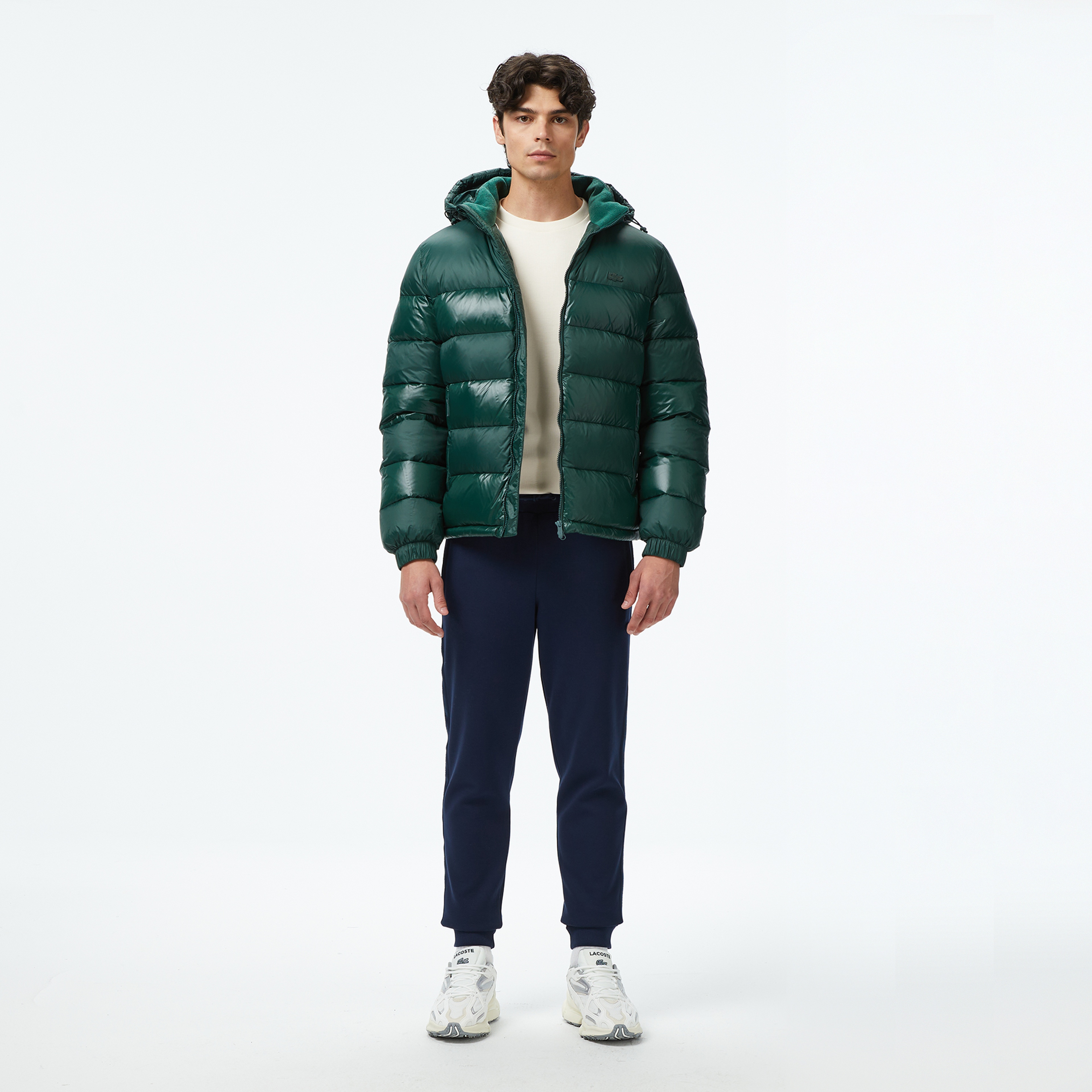 Erkek Relaxed Fit Kapüşonlu Koyu Yeşil Mont