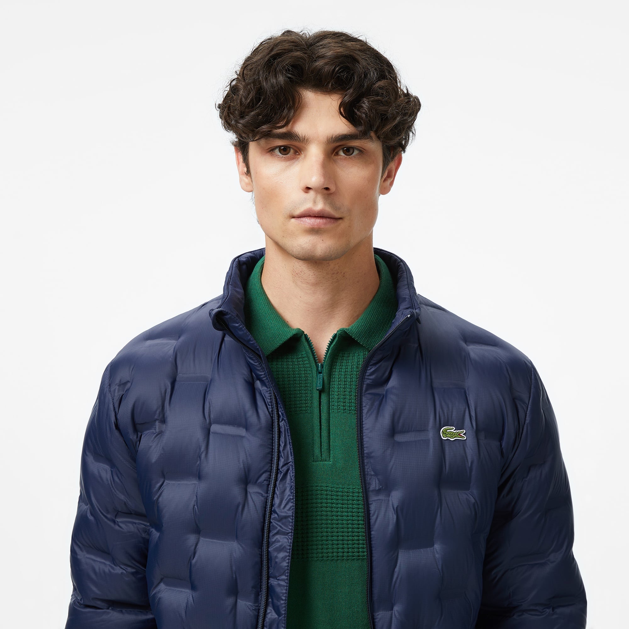 Erkek Dik Yaka Kapitone Lacivert Mont