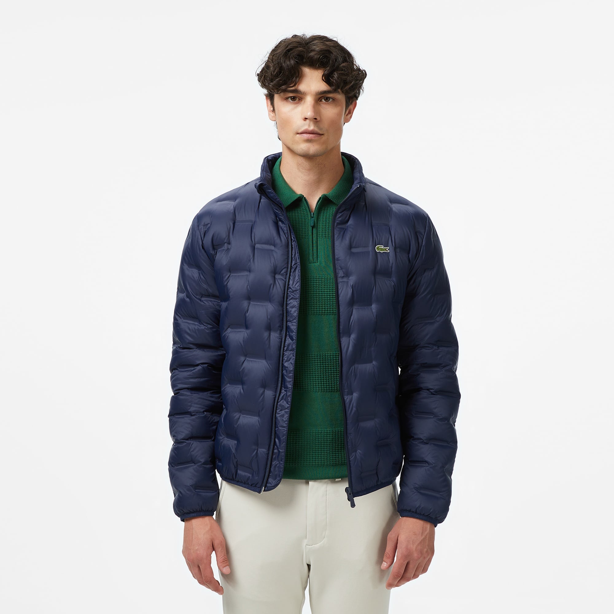 Erkek Dik Yaka Kapitone Lacivert Mont