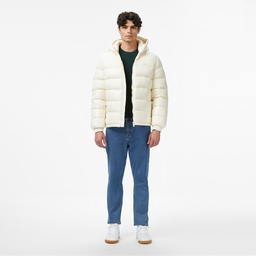 Erkek Relaxed Fit Kapüşonlu Beyaz Mont Beyaz