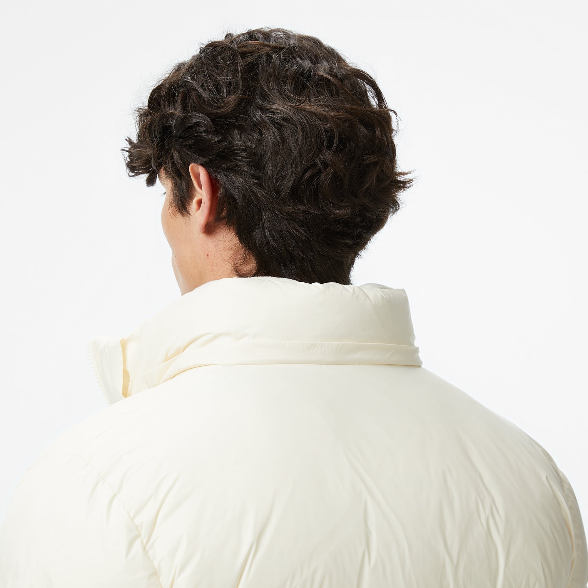 Erkek Relaxed Fit Kapüşonlu Beyaz Mont