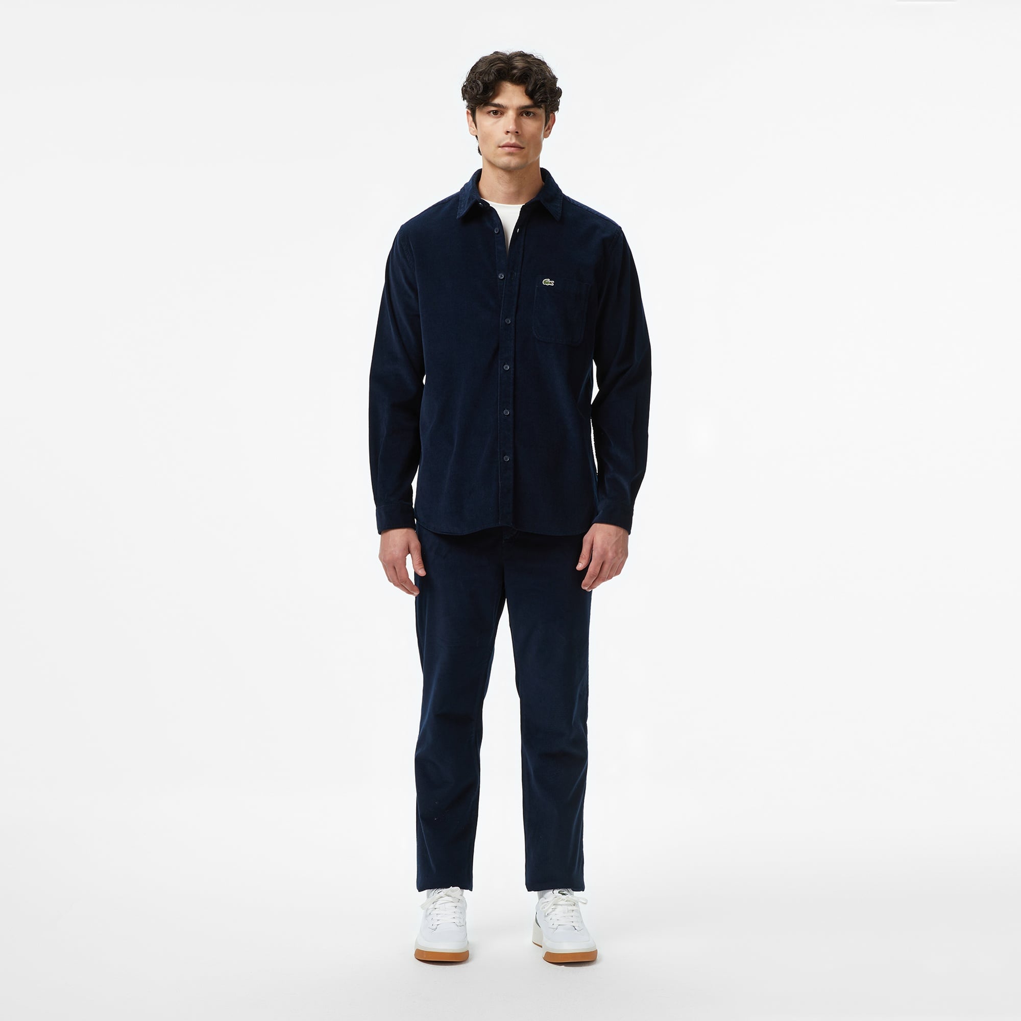 Erkek Regular Fit Kadife Lacivert Gömlek