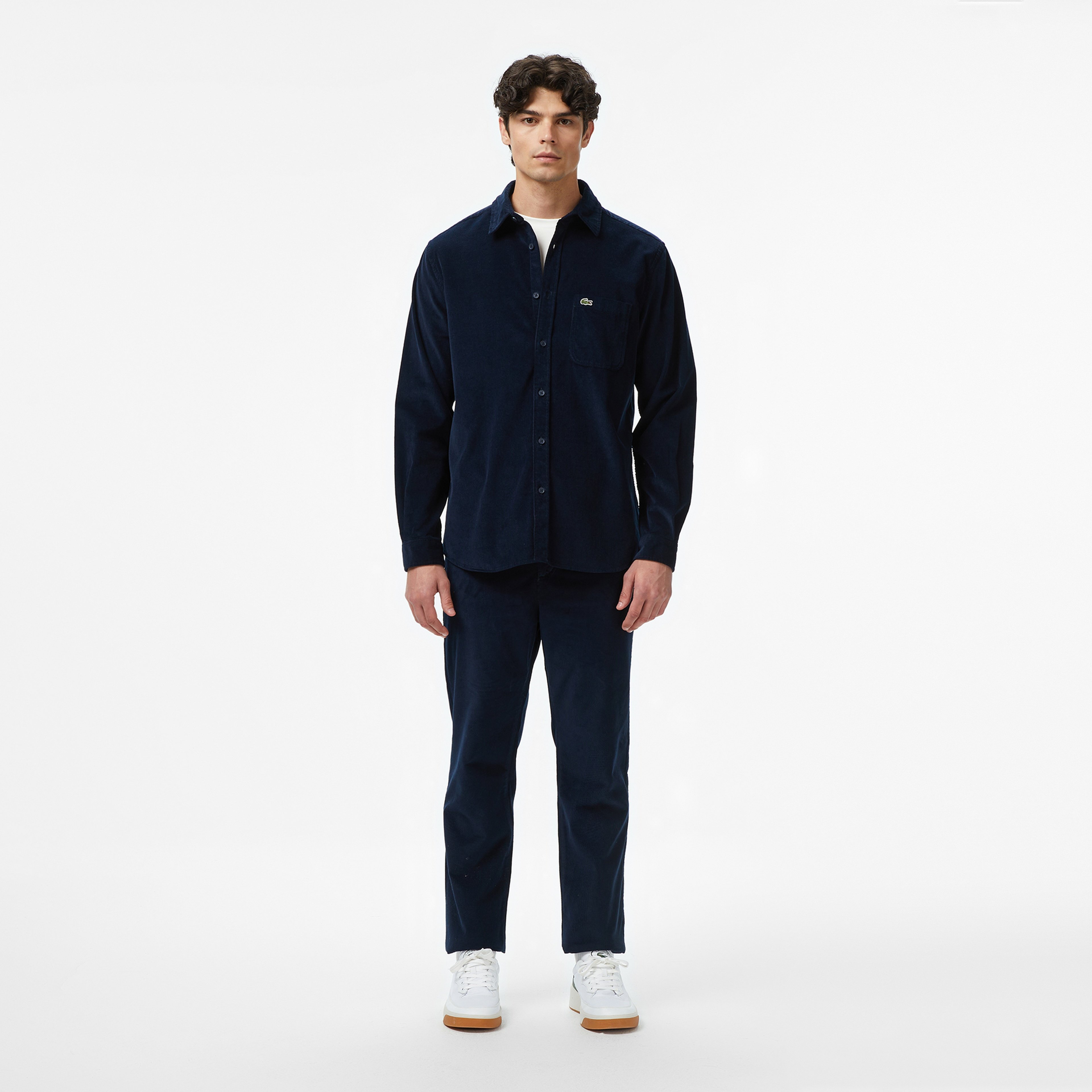 Erkek Regular Fit Kadife Lacivert Gömlek