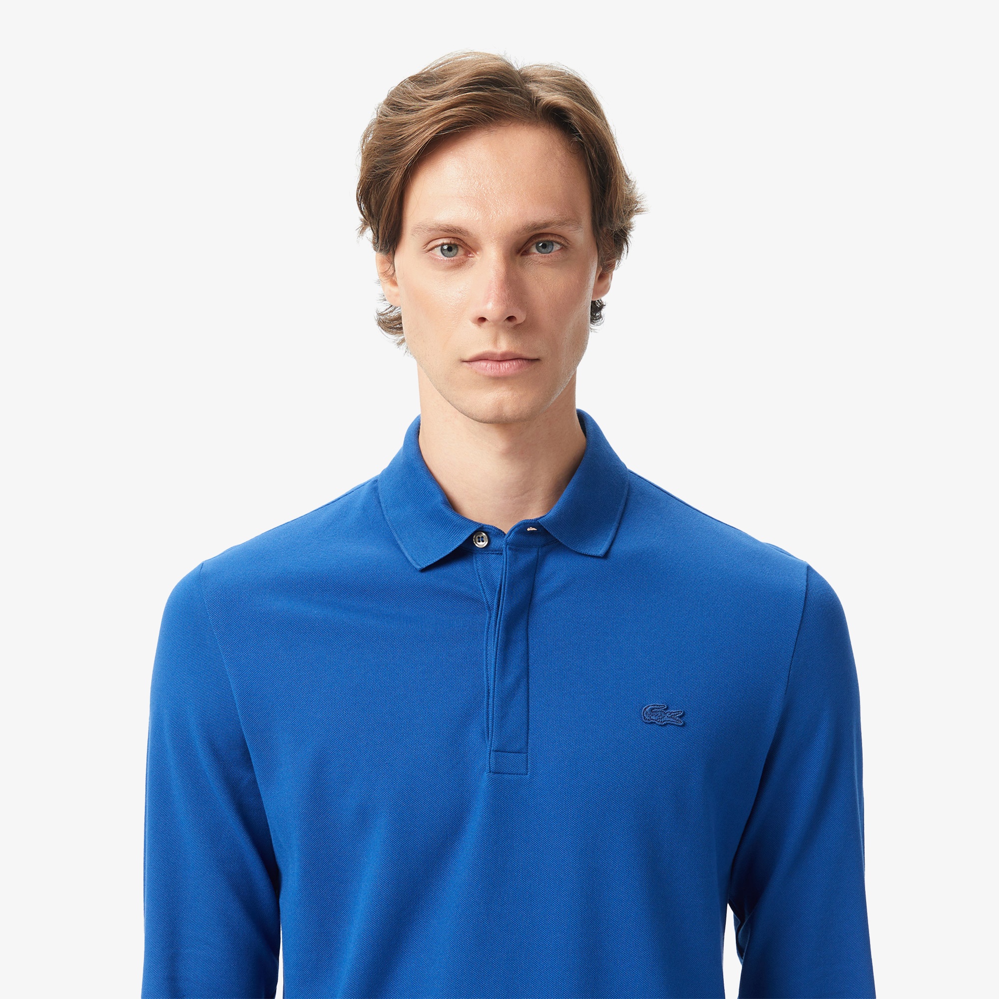 Erkek Regular Fit Uzun Kollu Koyu Mavi Paris Polo