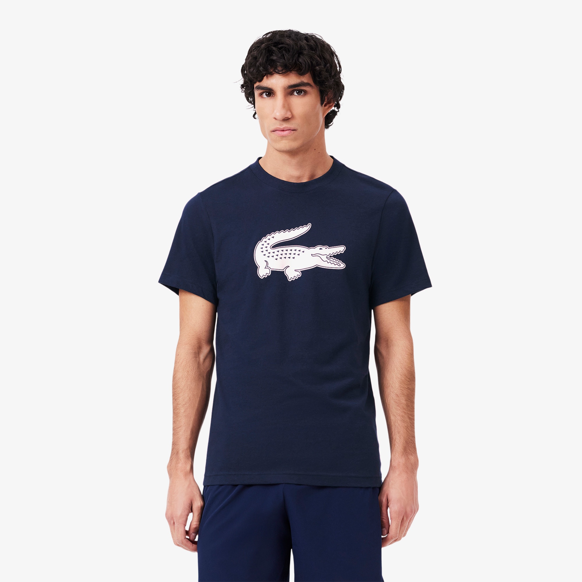 Lacoste Erkek Regular Fit Bisiklet Yaka Baskılı Lacivert T-Shirt