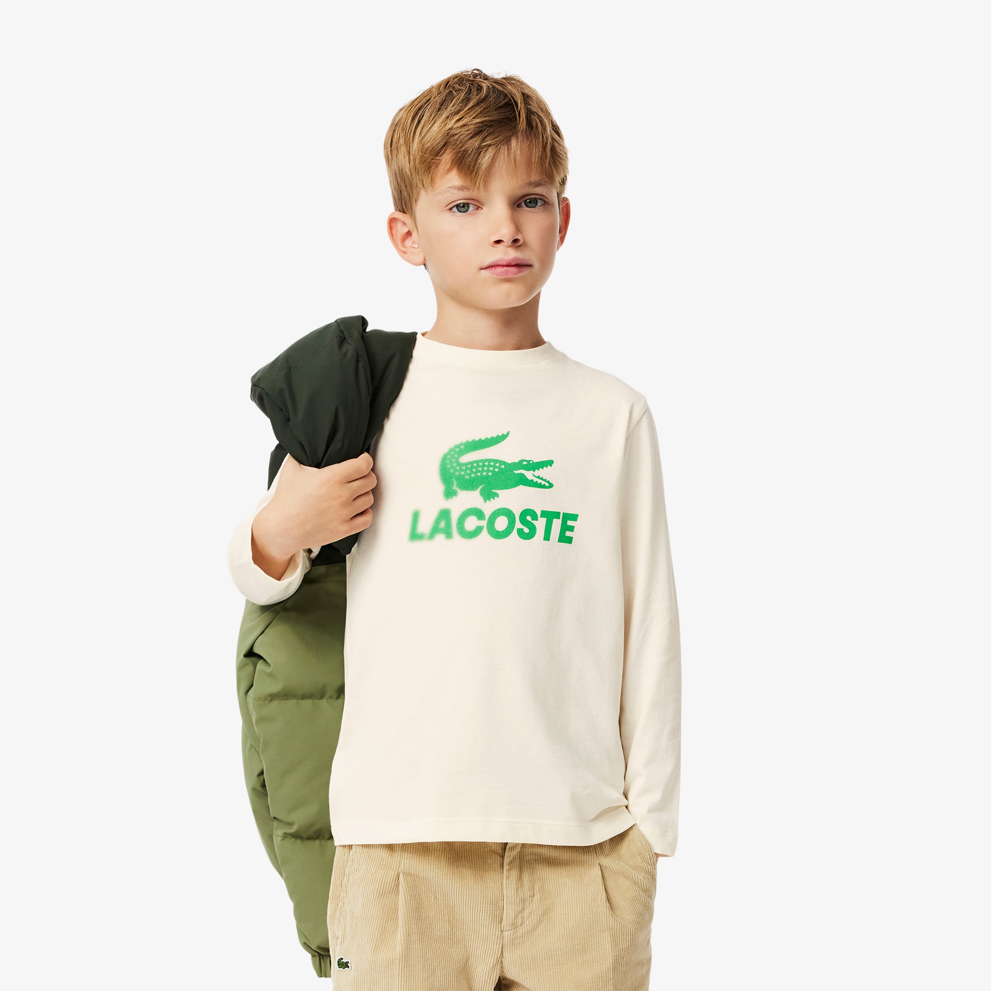 Lacoste Erkek Çocuk Baskılı Bej T-Shirt