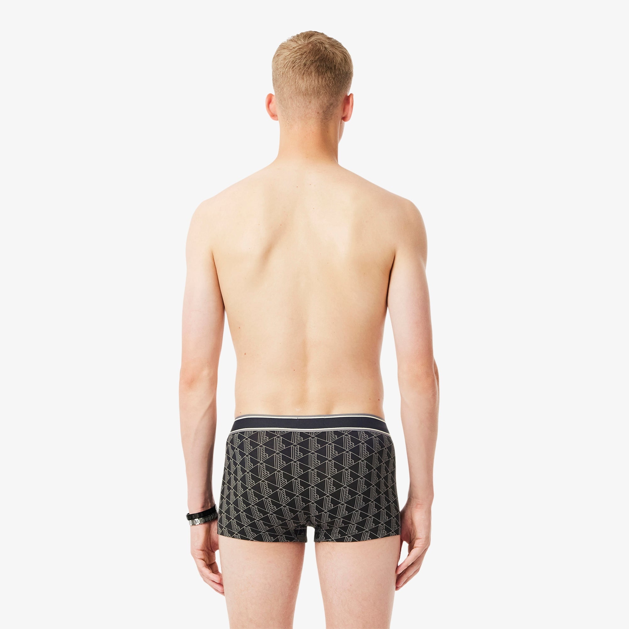 Erkek Monogram 3'lü Siyah Boxer