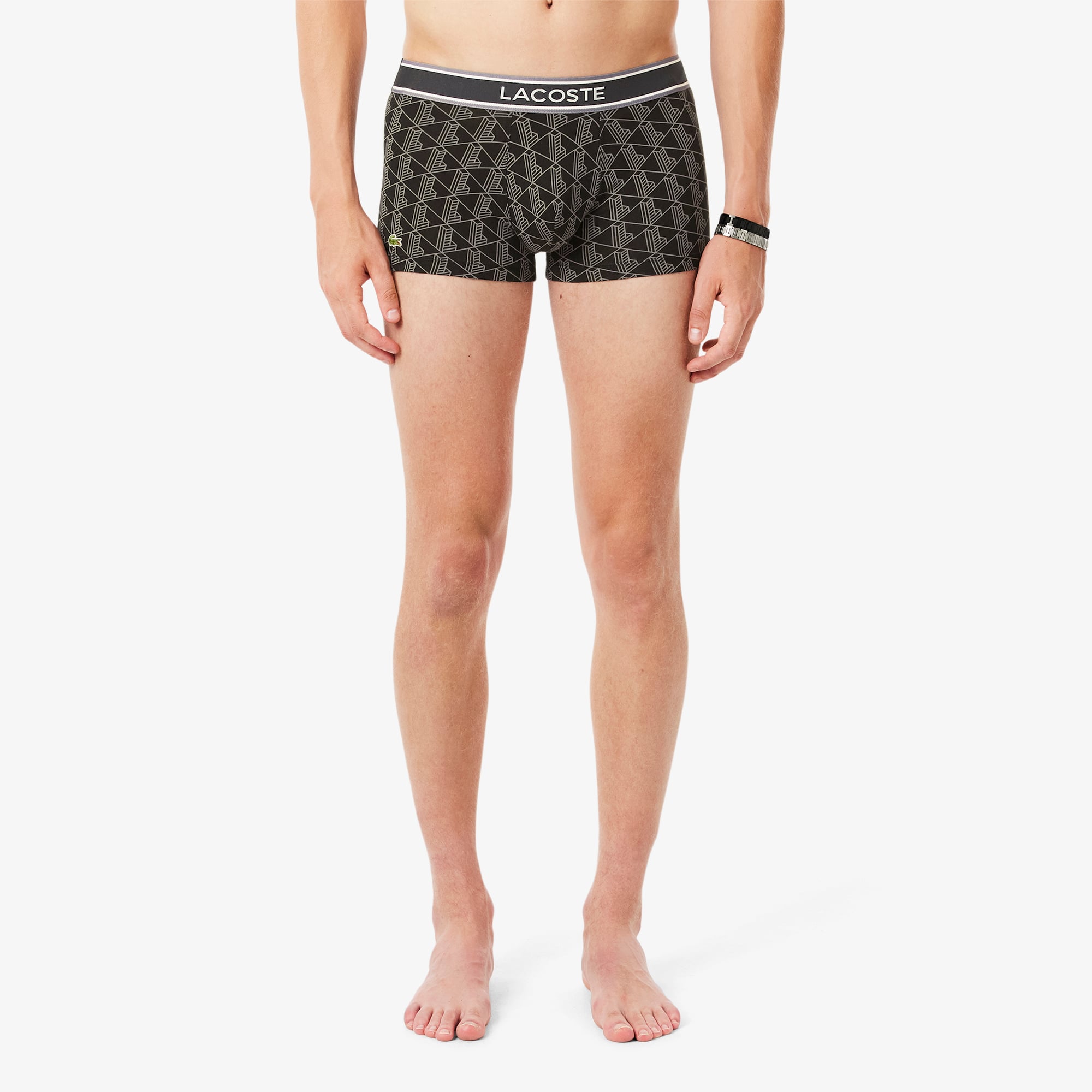 Lacoste Erkek Monogram 3'lü Siyah Boxer görsel 2