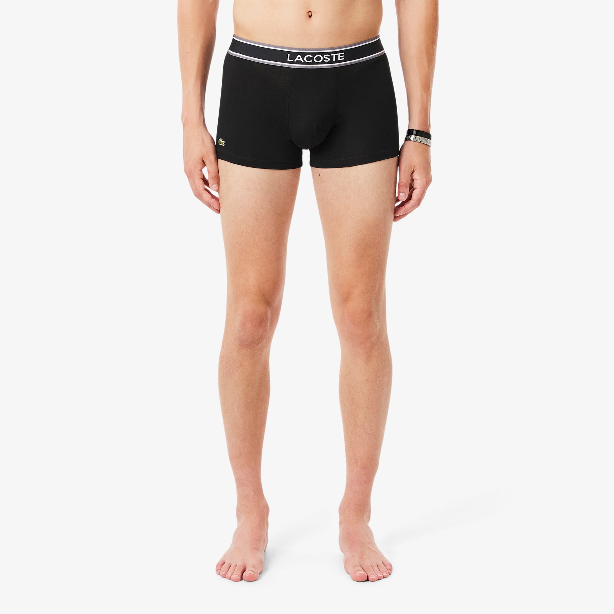 Lacoste Erkek Monogram 3'lü Siyah Boxer görsel 4