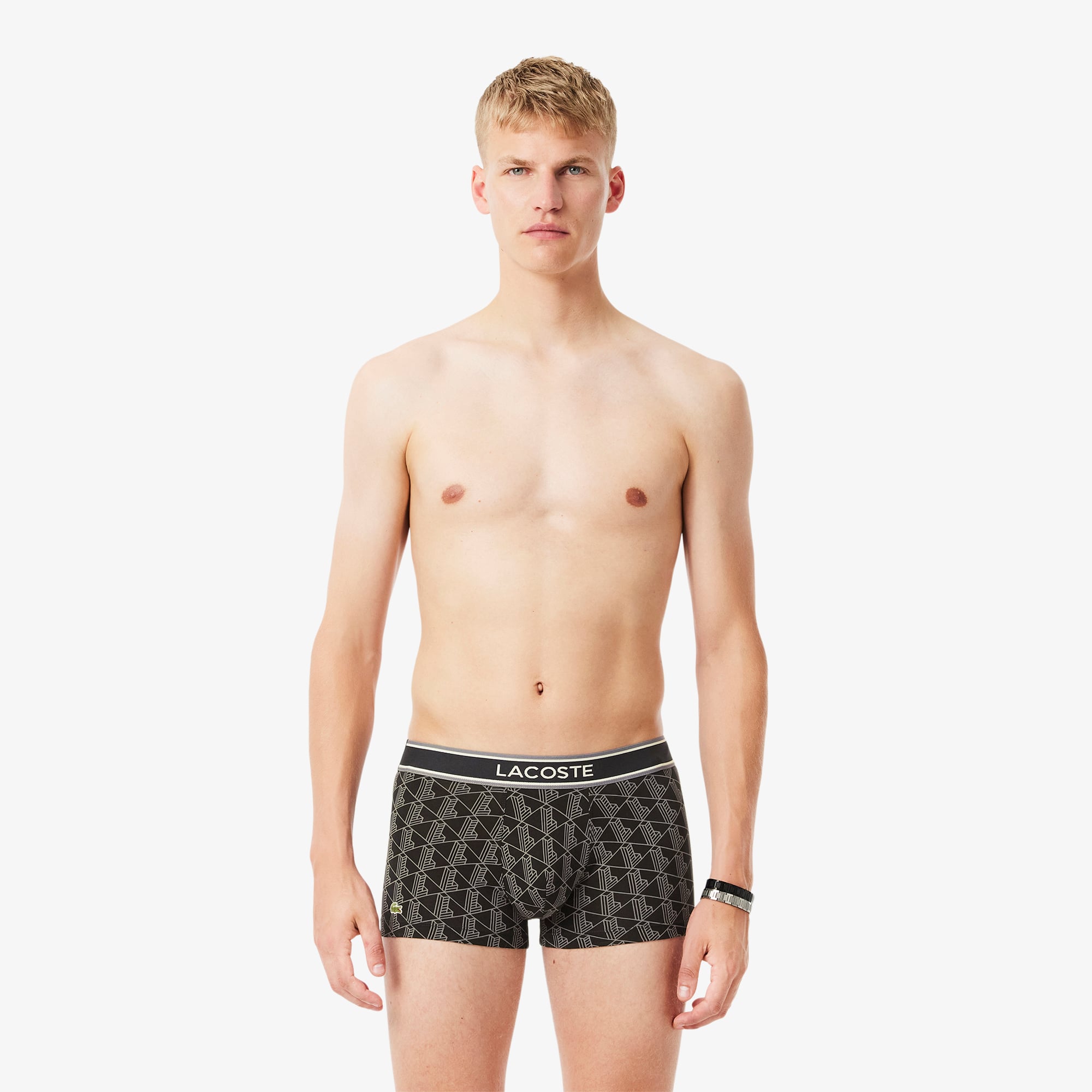Lacoste Erkek Monogram 3'lü Siyah Boxer