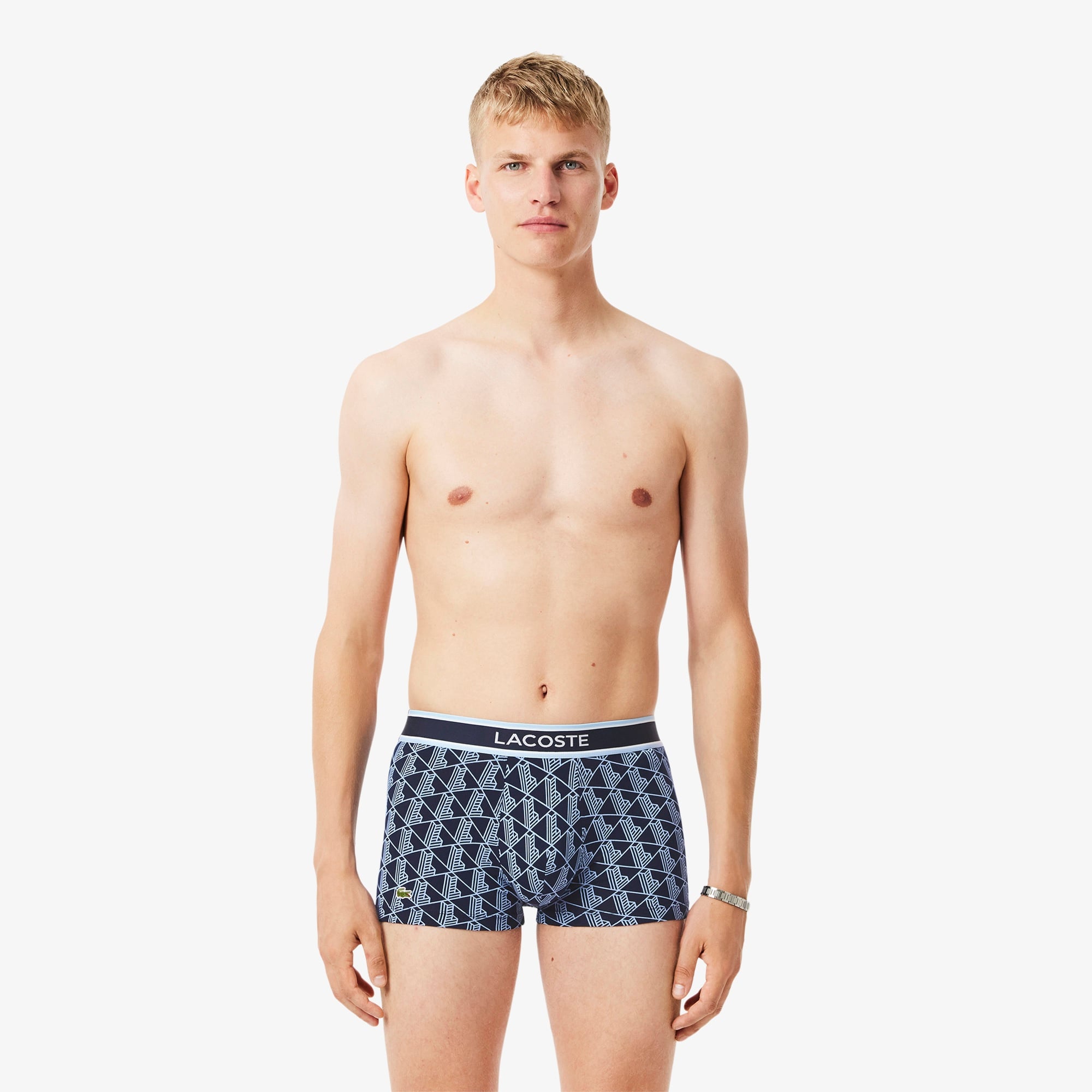 Erkek 3'lü Monogram Lacivert Boxer