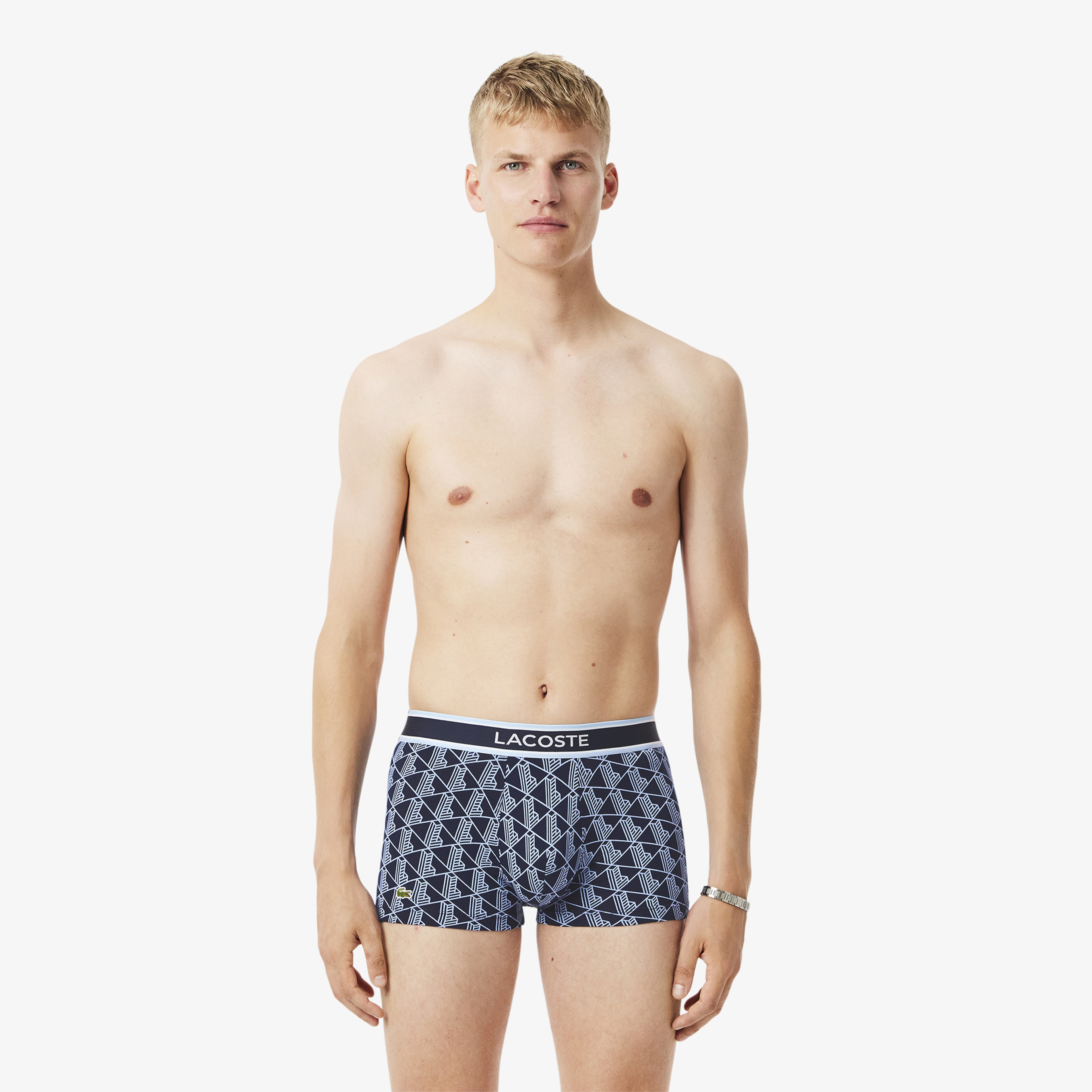 Erkek 3'lü Monogram Lacivert Boxer