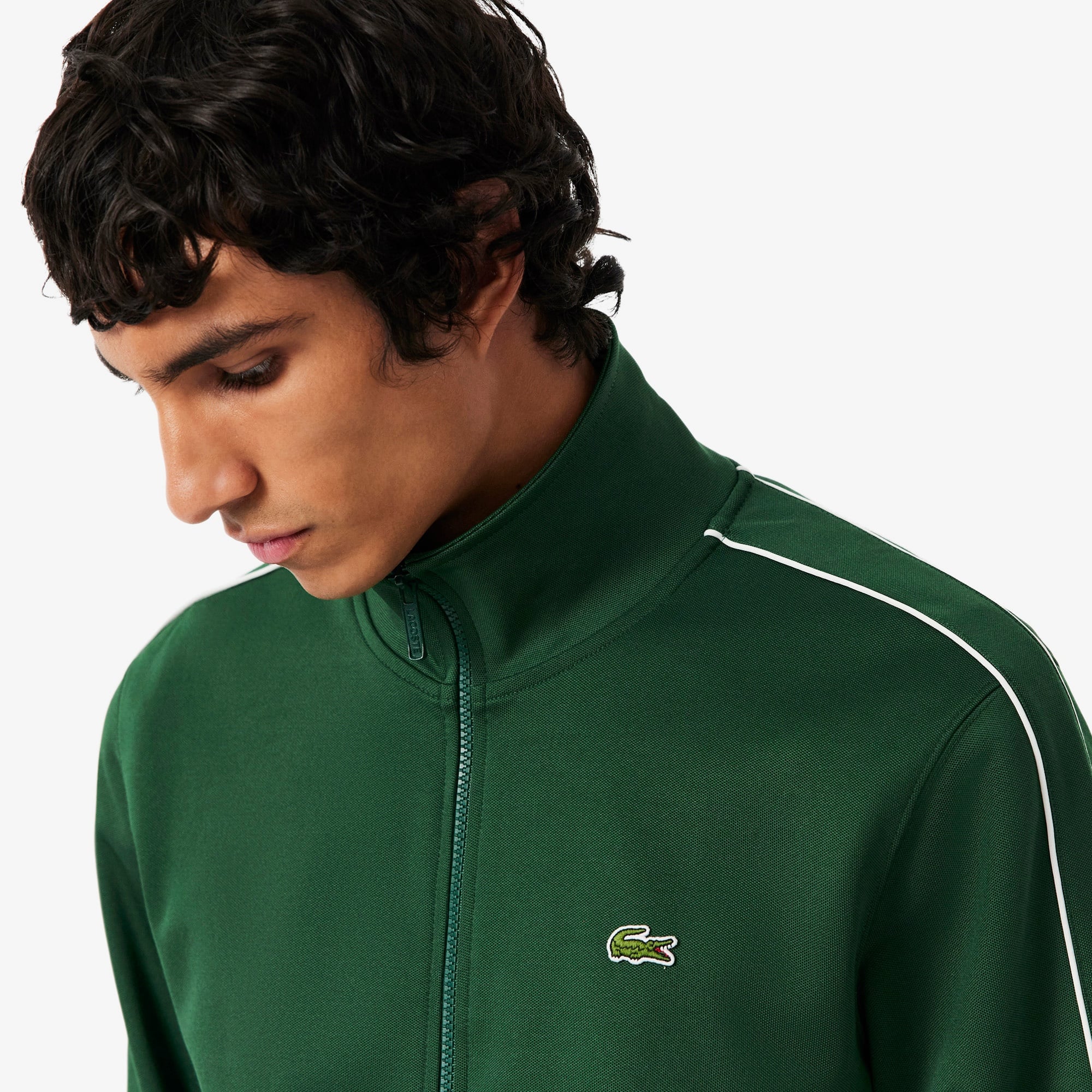 Erkek Regular Fit Fermuarlı Koyu Yeşil Sweatshirt