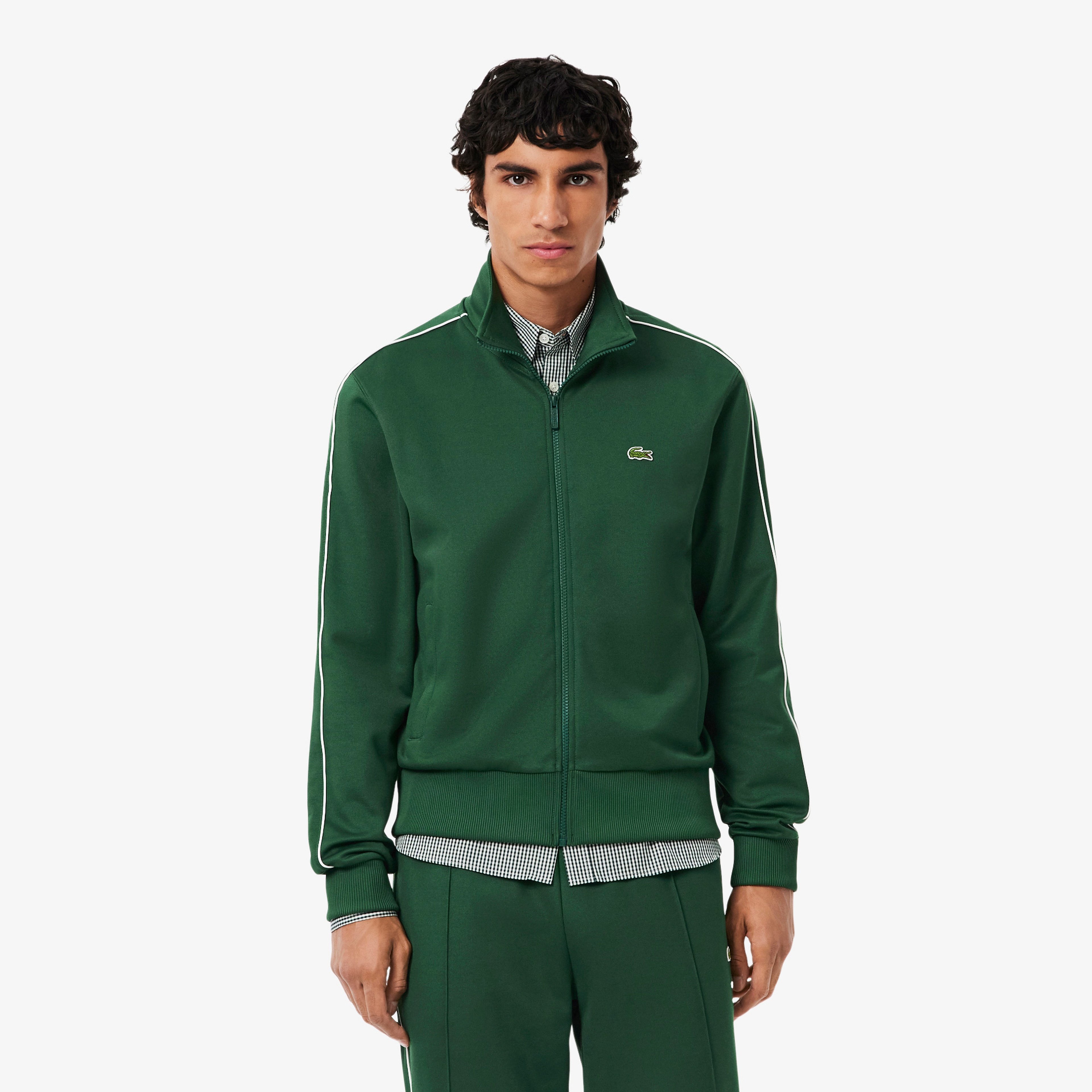 Erkek Regular Fit Fermuarlı Koyu Yeşil Sweatshirt