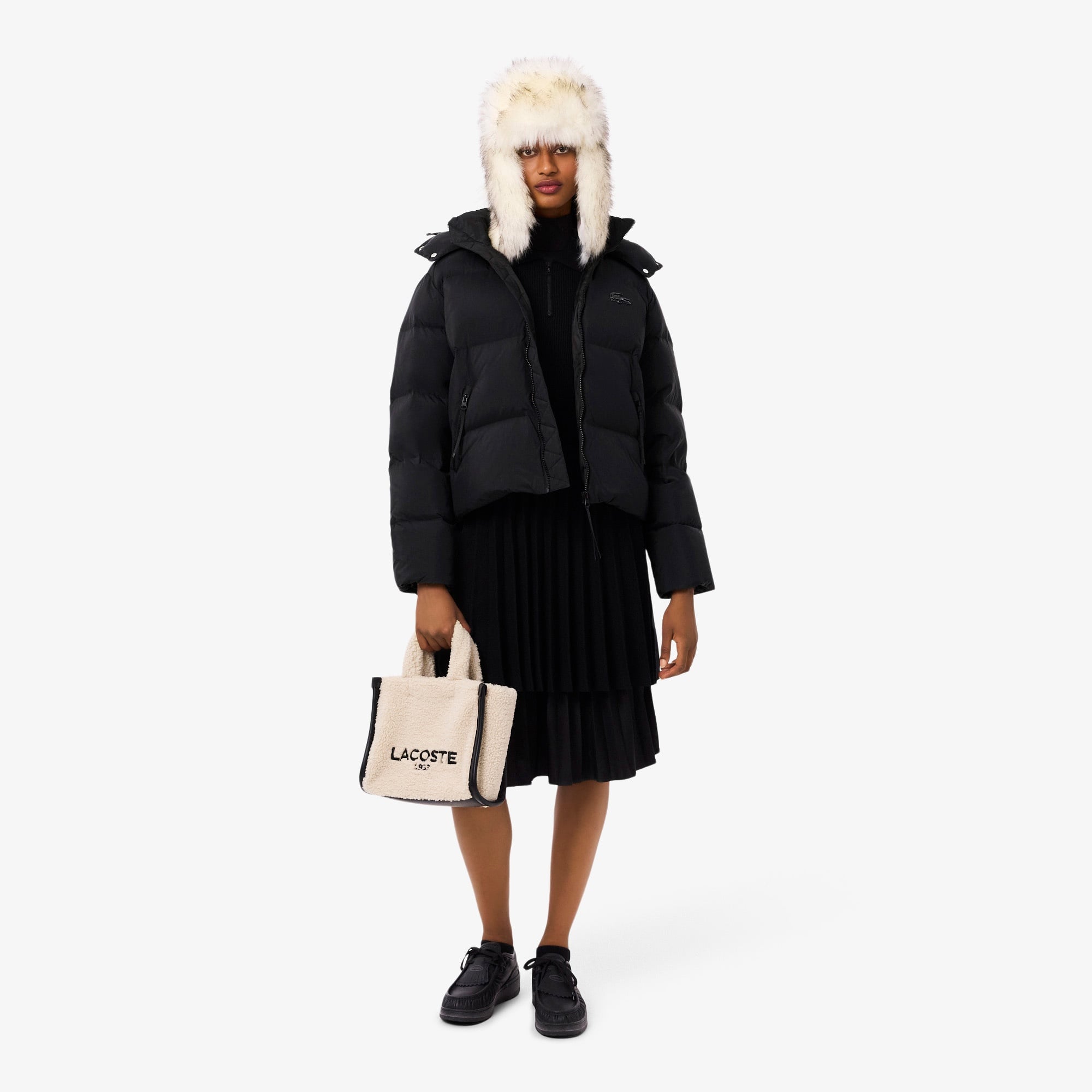 Kadın Relaxed Fit Kapüşonlu Siyah Şişme Mont