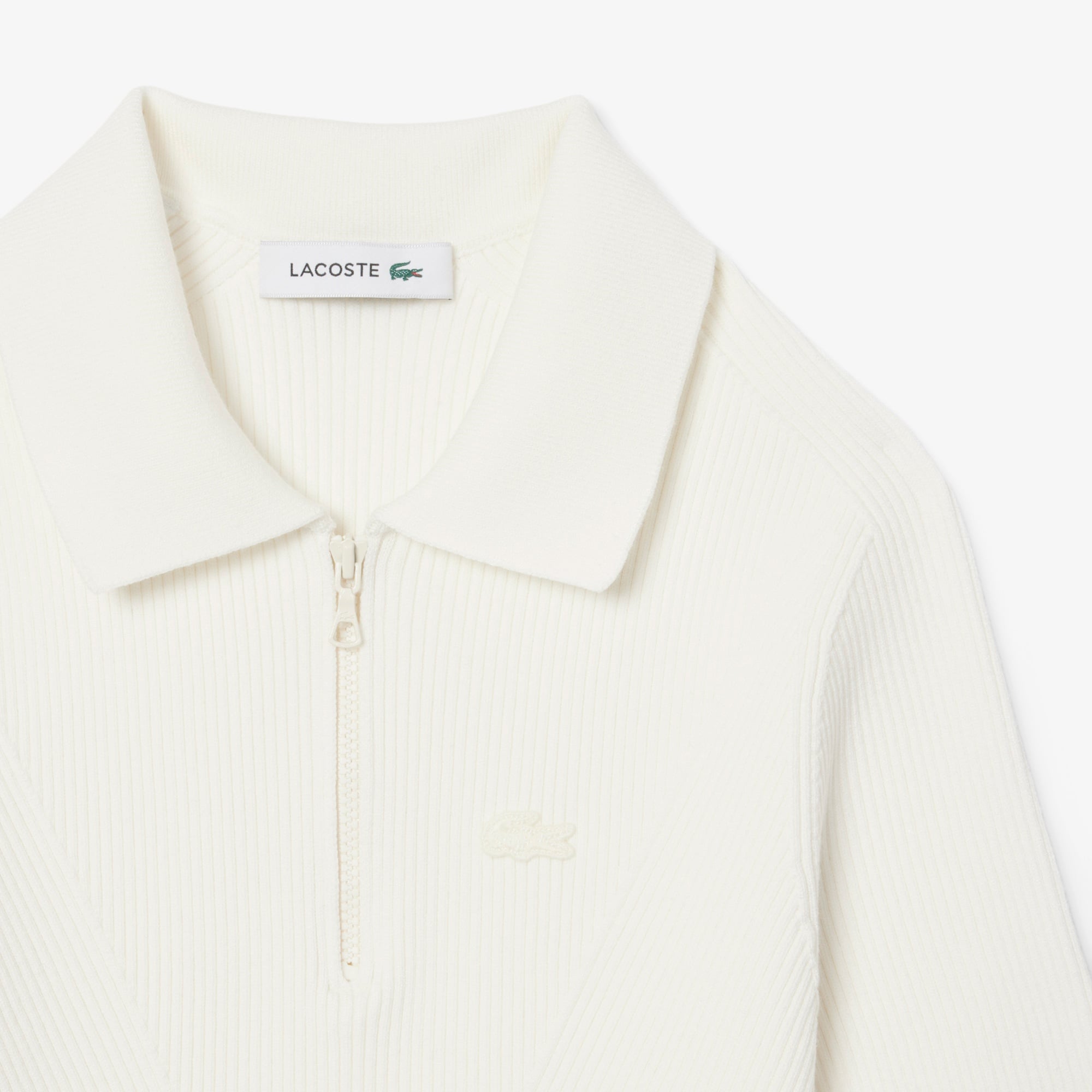 Kadın Slim Fit Polo Yaka Beyaz Triko