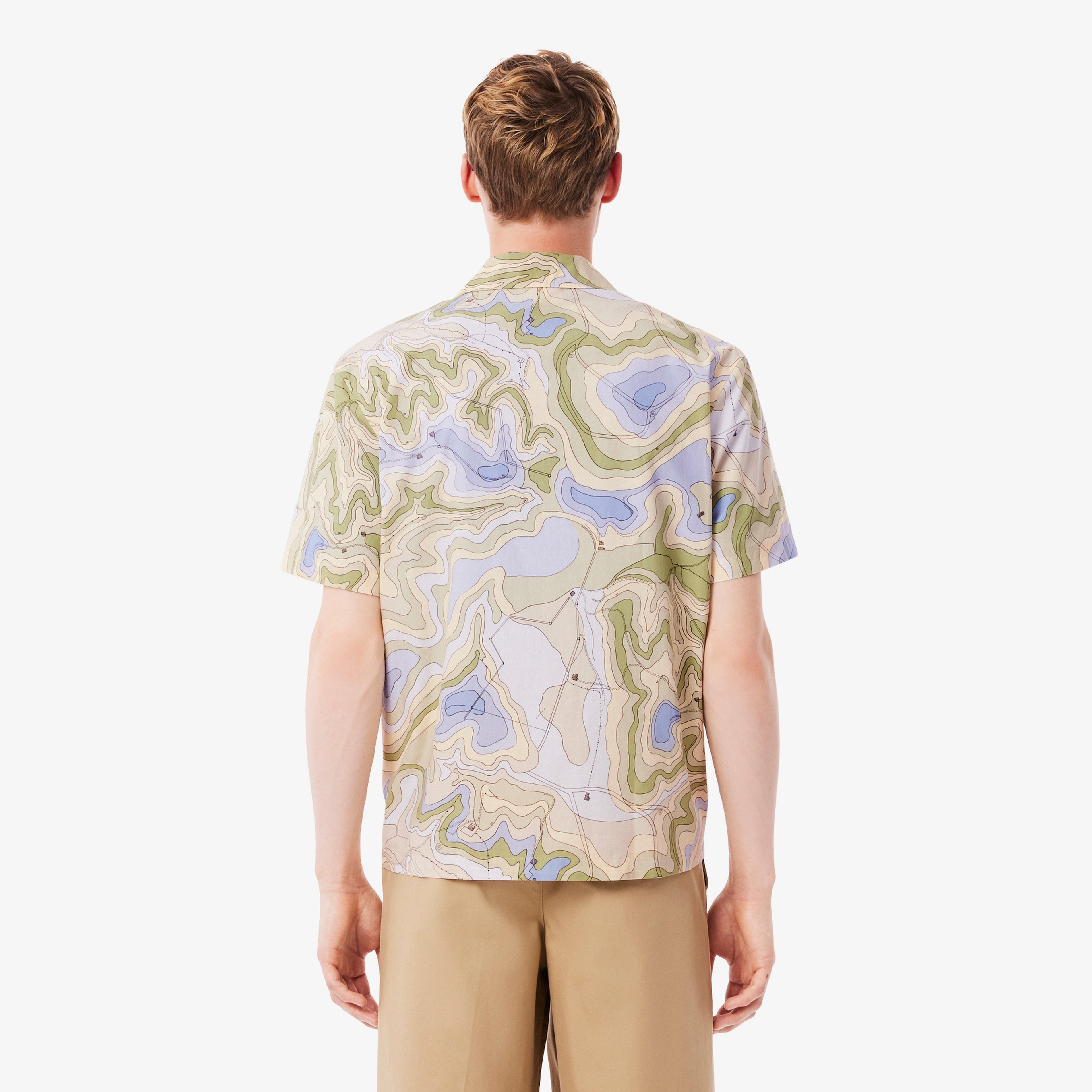 Erkek Relaxed Fit Kısa Kollu Desenli Bej Gömlek Erkek Relaxed Fit Kısa Kollu Desenli Bej Gömlek