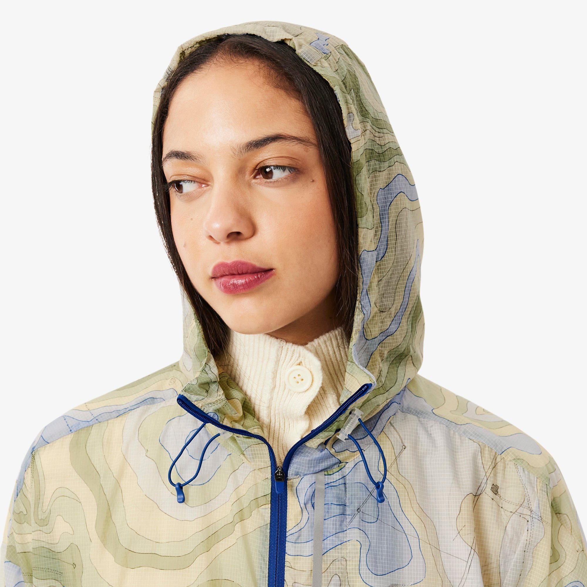 Kadın Oversize Fit Kapüşonlu Renkli Mont