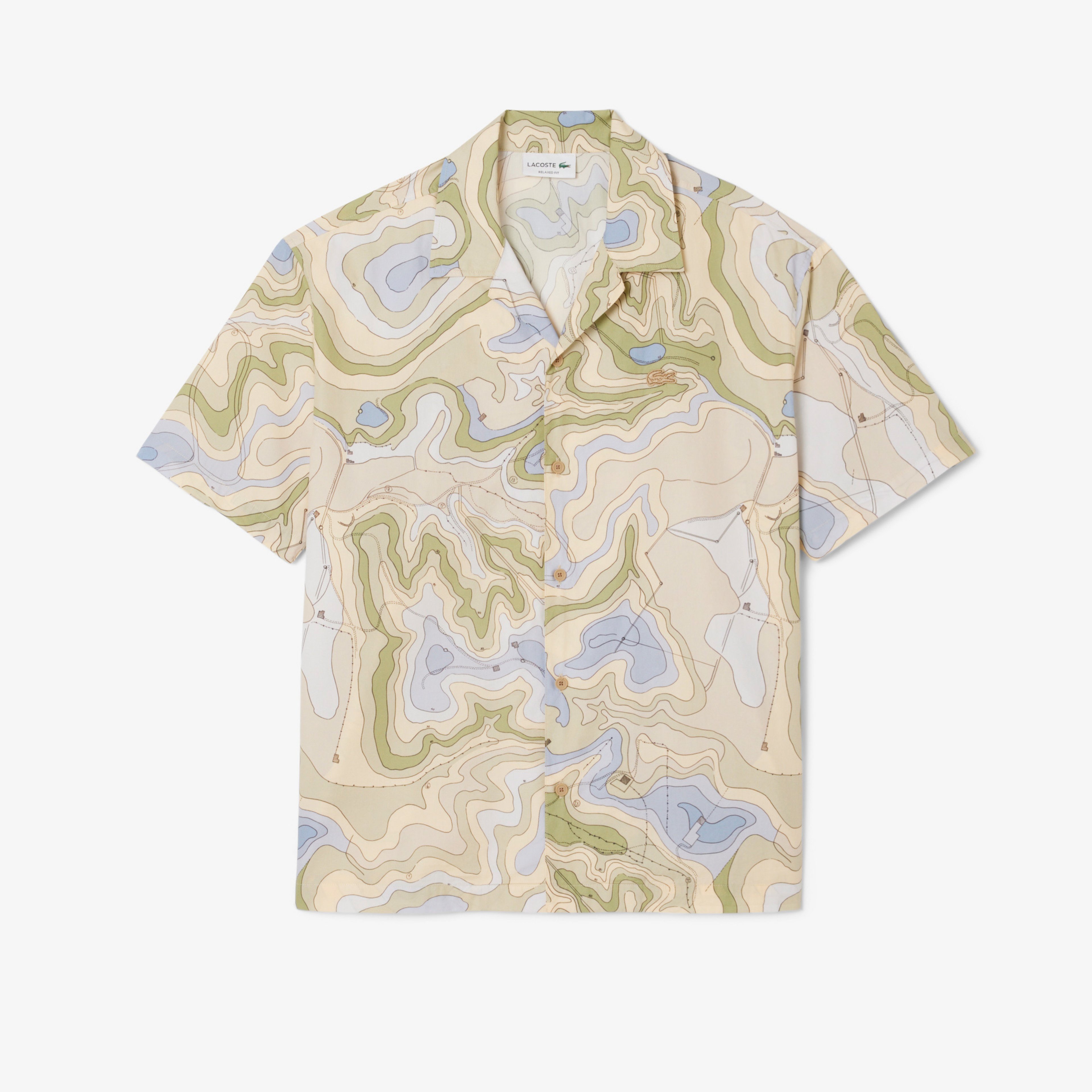 Erkek Relaxed Fit Kısa Kollu Desenli Bej Gömlek Erkek Relaxed Fit Kısa Kollu Desenli Bej Gömlek