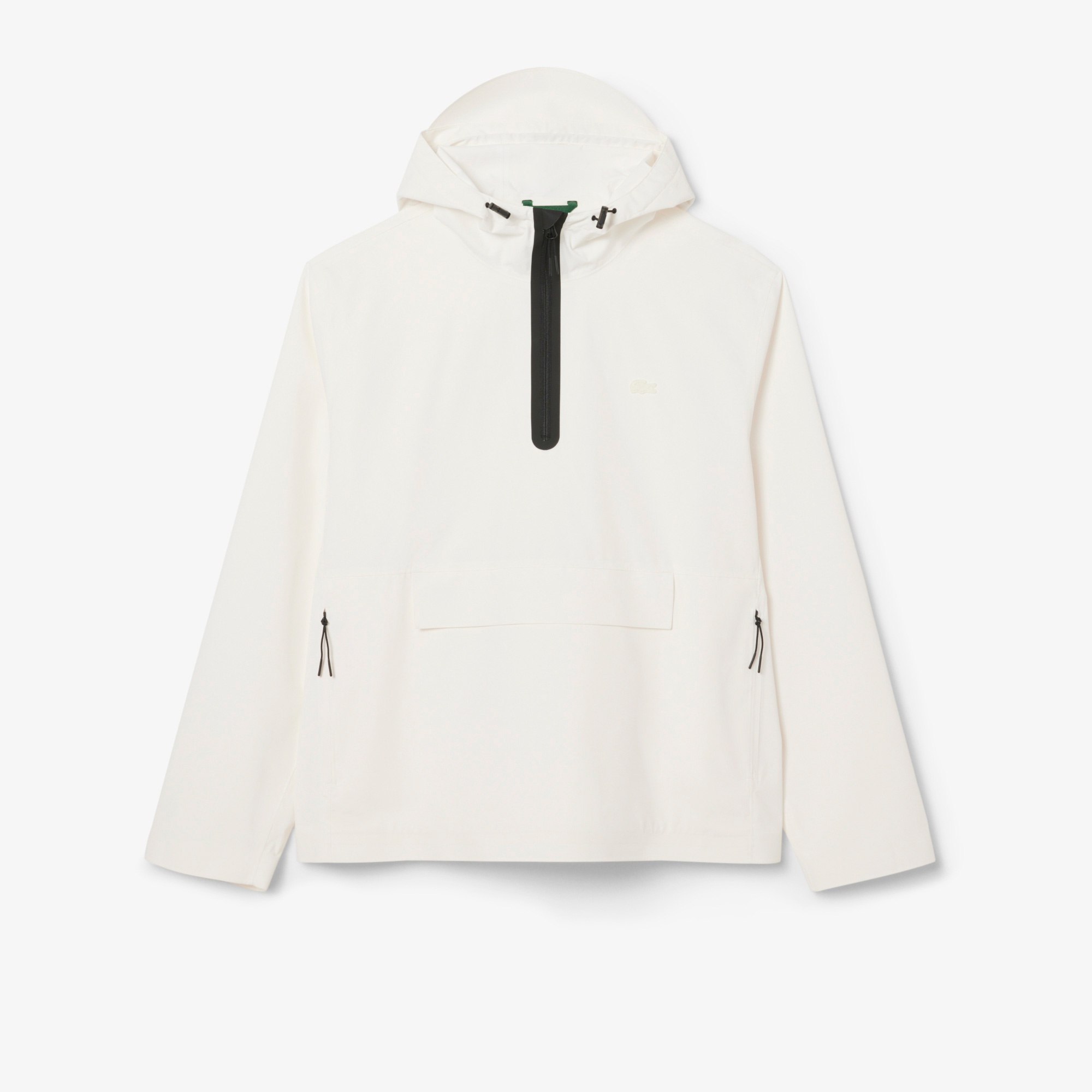 Erkek Oversize Fit Kapüşonlu Beyaz Yağmurluk