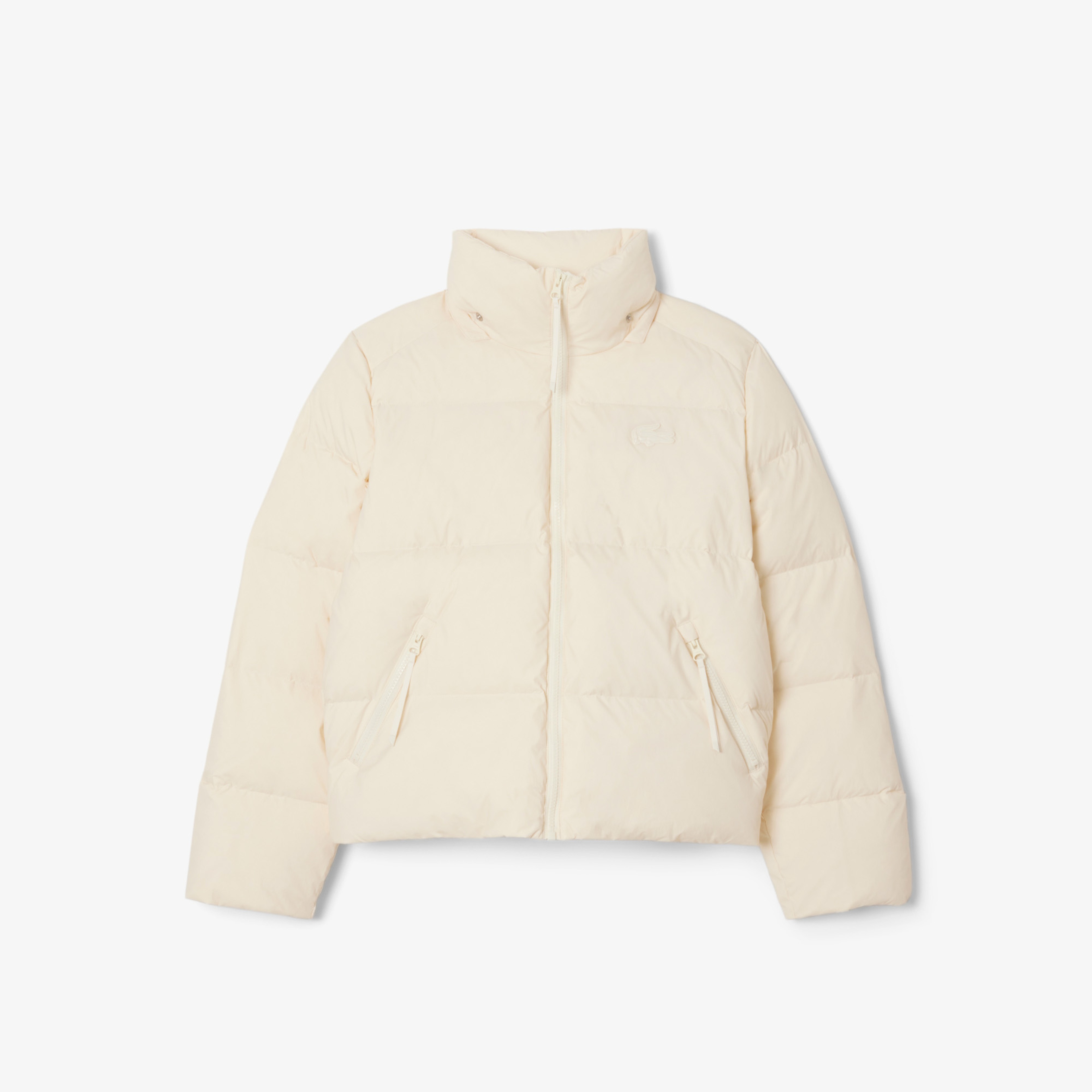 Kadın Relaxed Fit Kapüşonlu Krem Şişme Mont