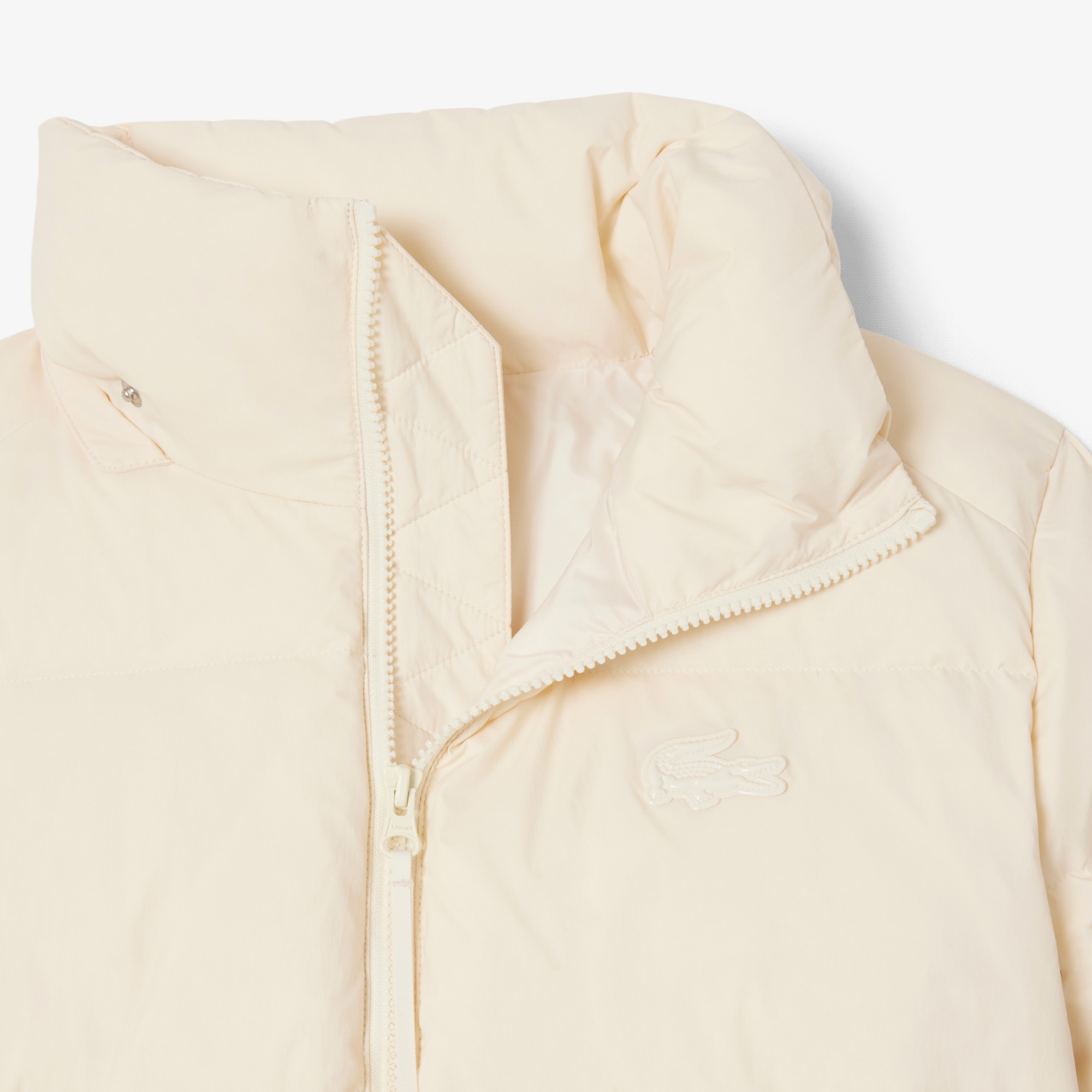 Kadın Relaxed Fit Kapüşonlu Krem Şişme Mont