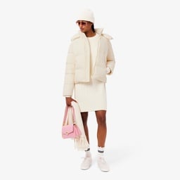 Kadın Relaxed Fit Kapüşonlu Krem Şişme Mont Krem