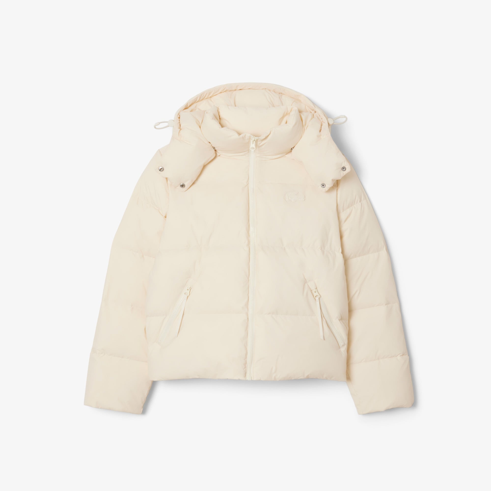 Kadın Relaxed Fit Kapüşonlu Krem Şişme Mont