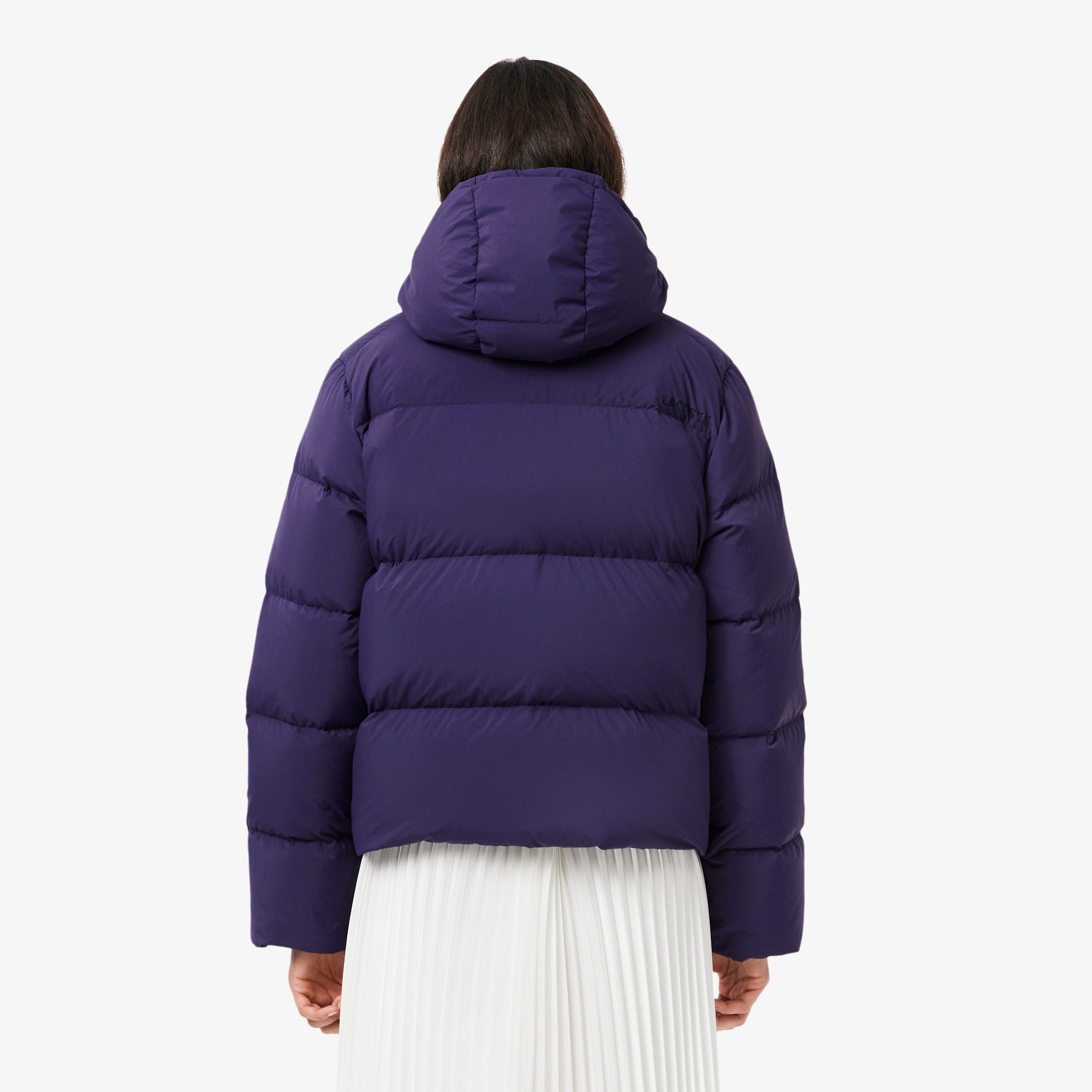 Kadın Relaxed Fit Kapüşonlu Mor Şişme Mont