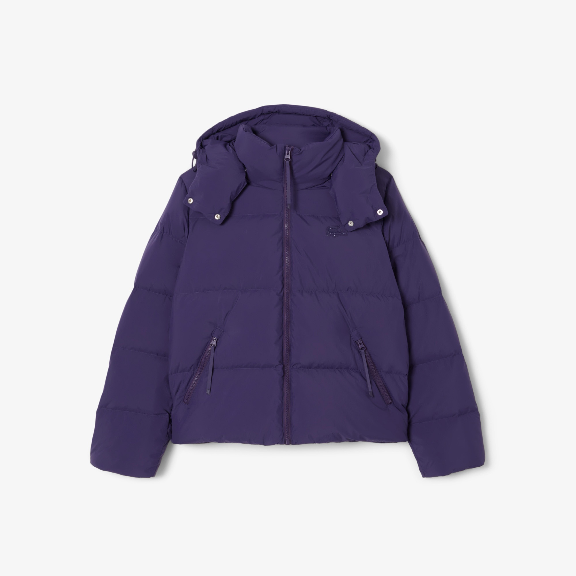 Kadın Relaxed Fit Kapüşonlu Mor Şişme Mont