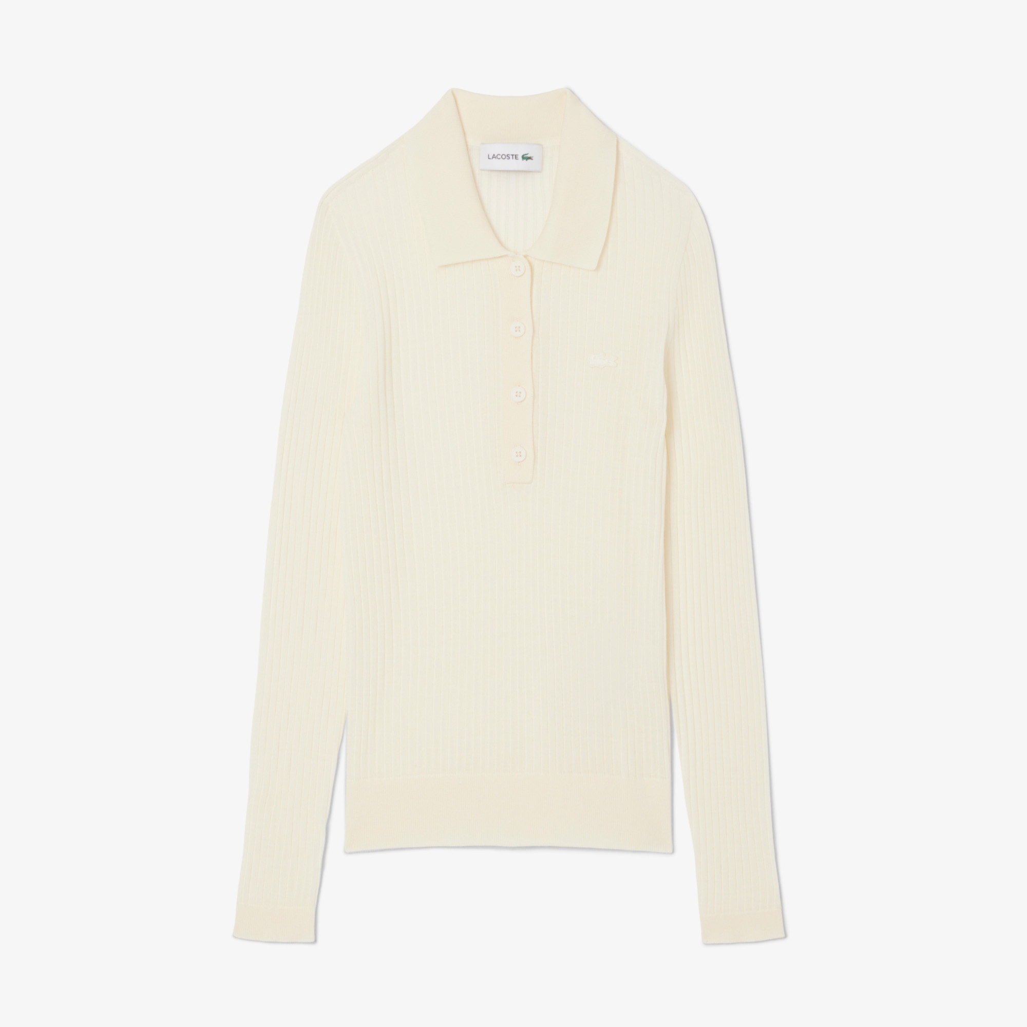 Kadın Regular Fit Polo Yaka Krem Kazak